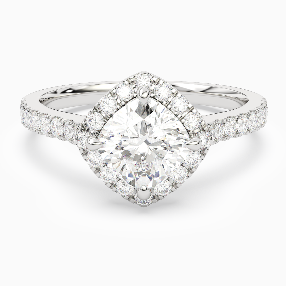 Cushion Kite Halo Baseline in 18K White Gold main white