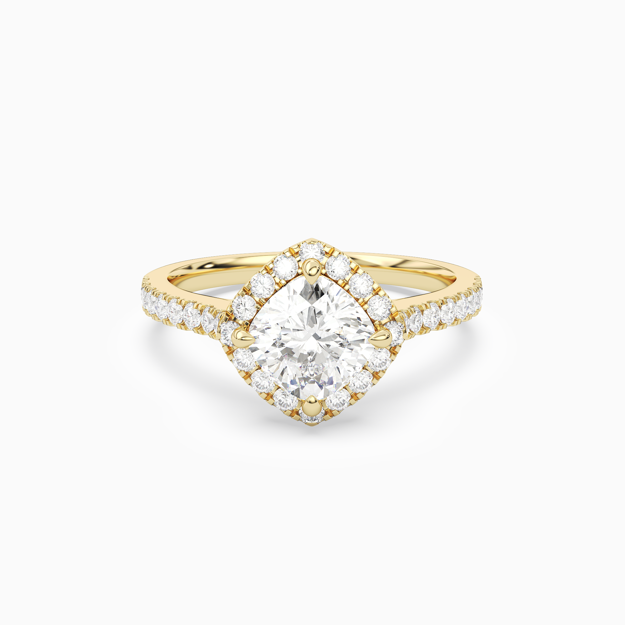 Cushion Kite Halo Baseline in 18K Yellow Gold main white