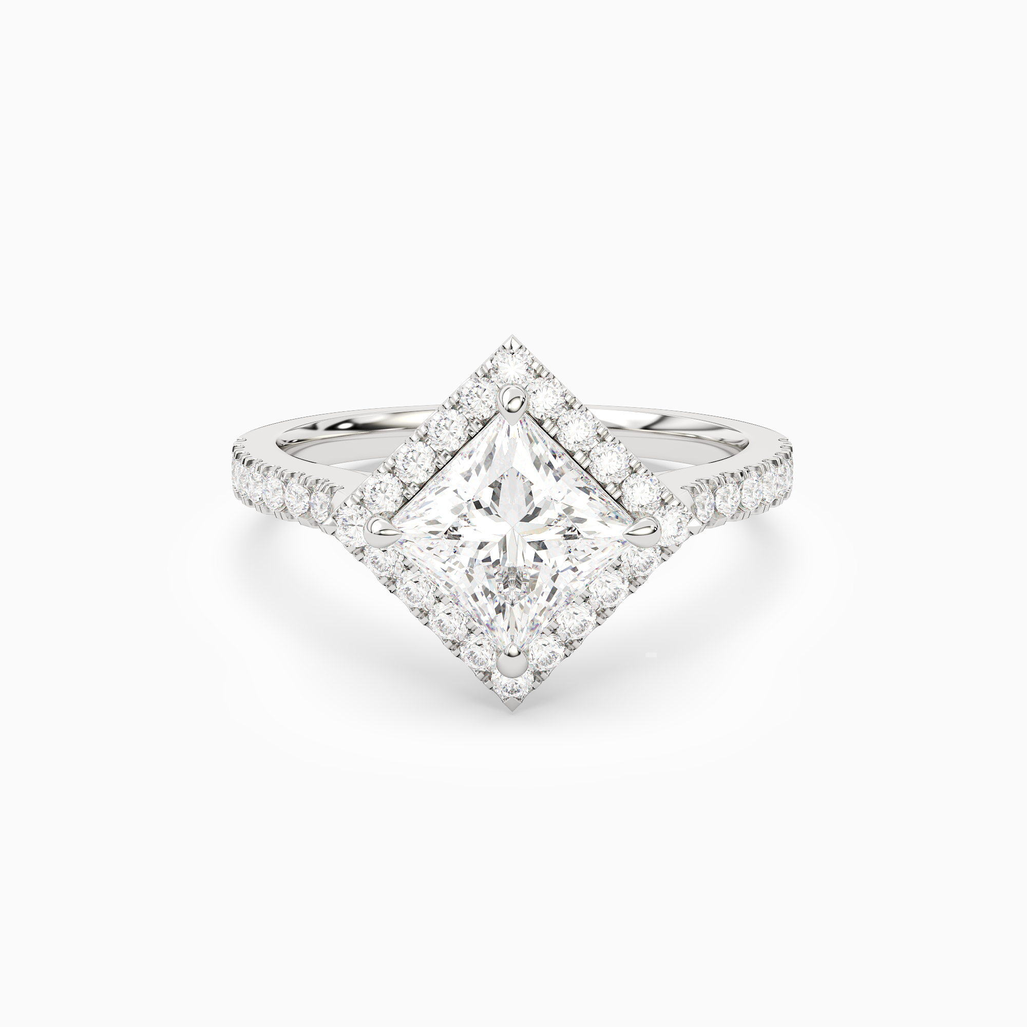 Princess Kite Halo Baseline in 14K White Gold main white