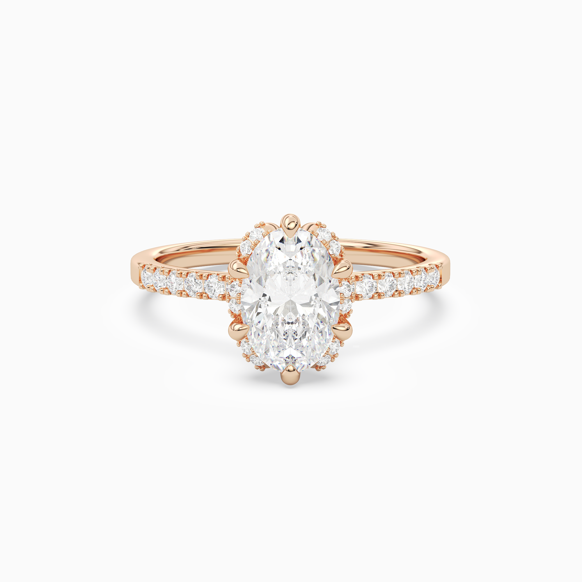 Oval Crown Halo Pavé in 14K Rose Gold main white