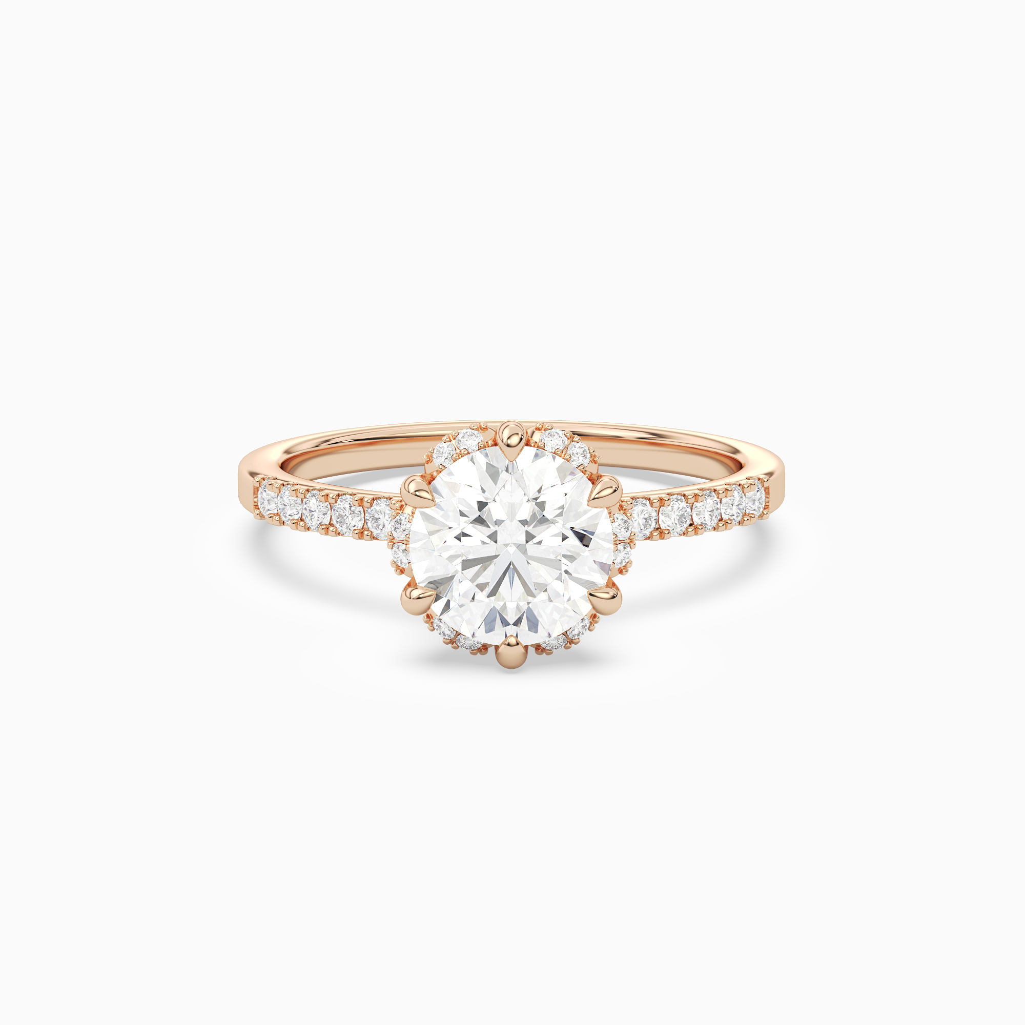 Round Crown Halo Pavé in 14K Rose Gold main white