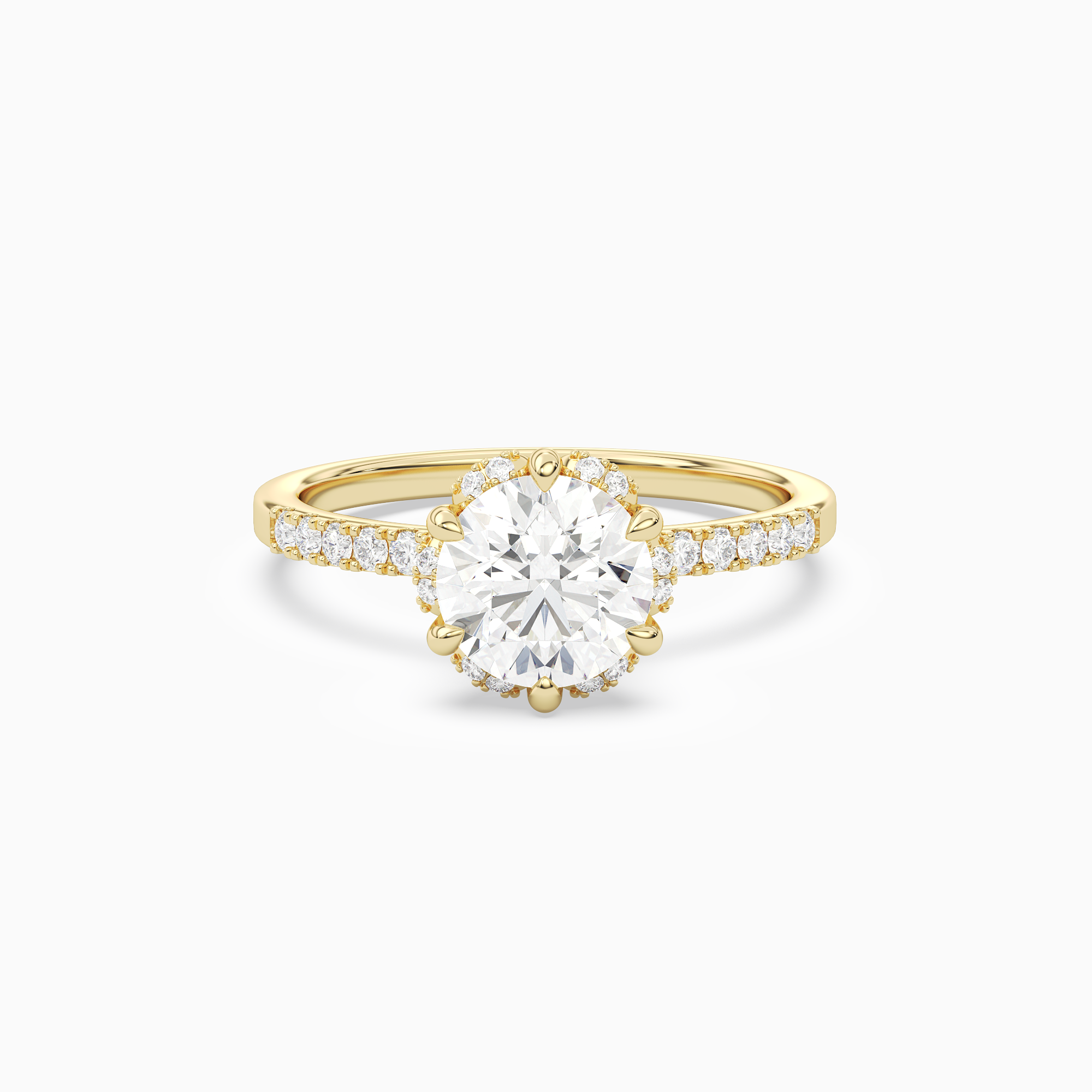 Round Crown Halo Pavé in 18K Yellow Gold main white