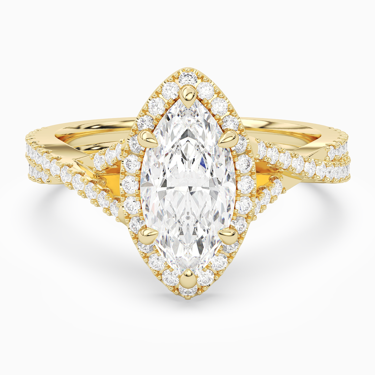 Marquise Twisted Shank Halo in 18K Yellow Gold main white