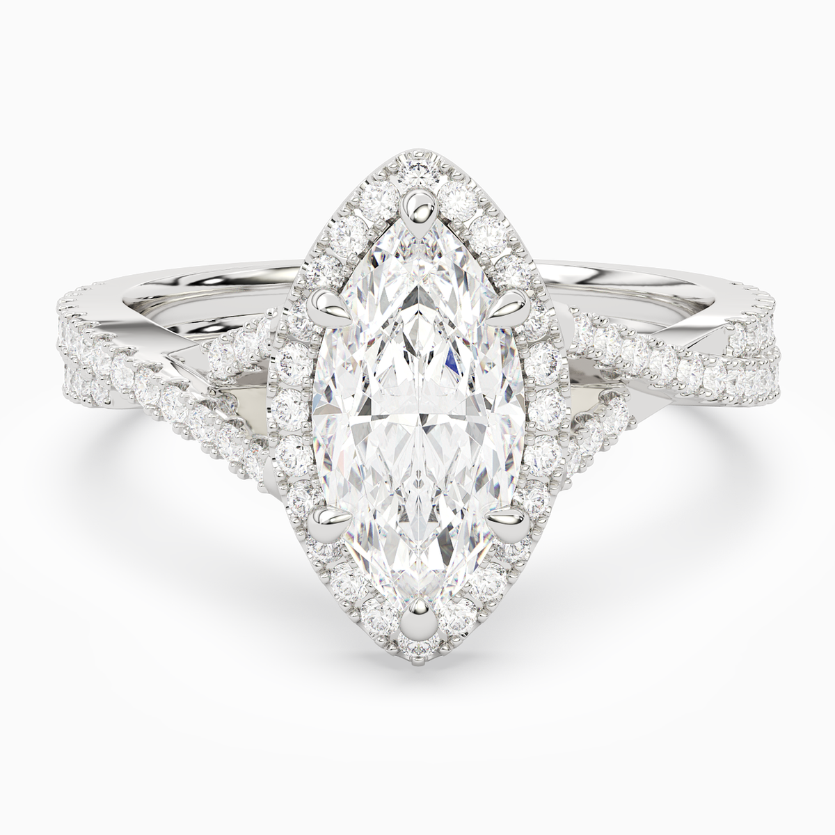 Marquise Twisted Shank Halo in Platinum main white