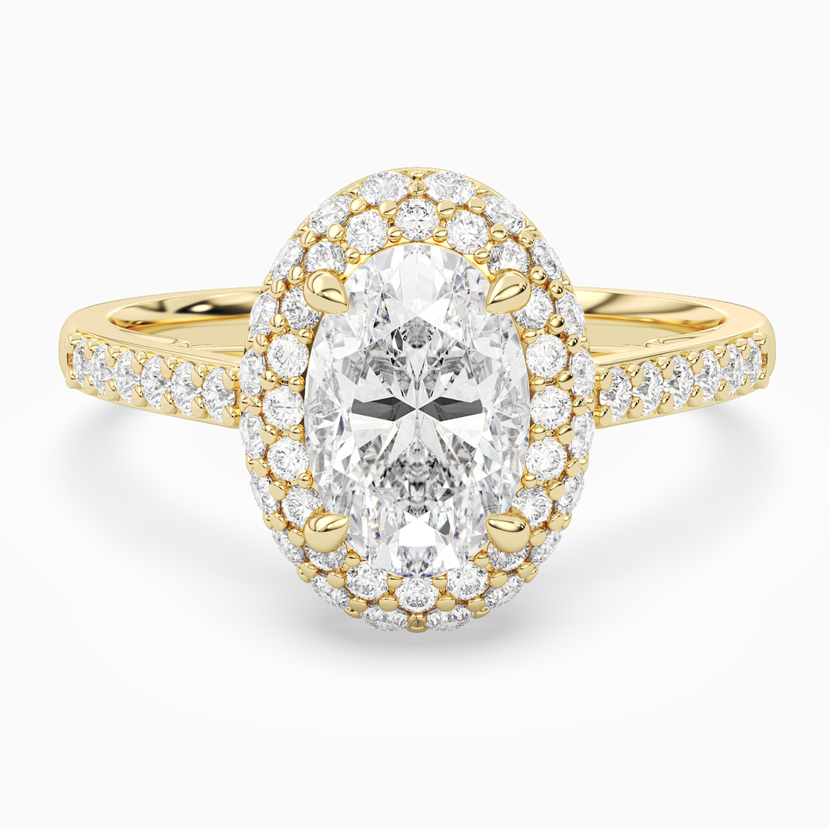 Oval Regal Halo Pavé in 14K Yellow Gold main white