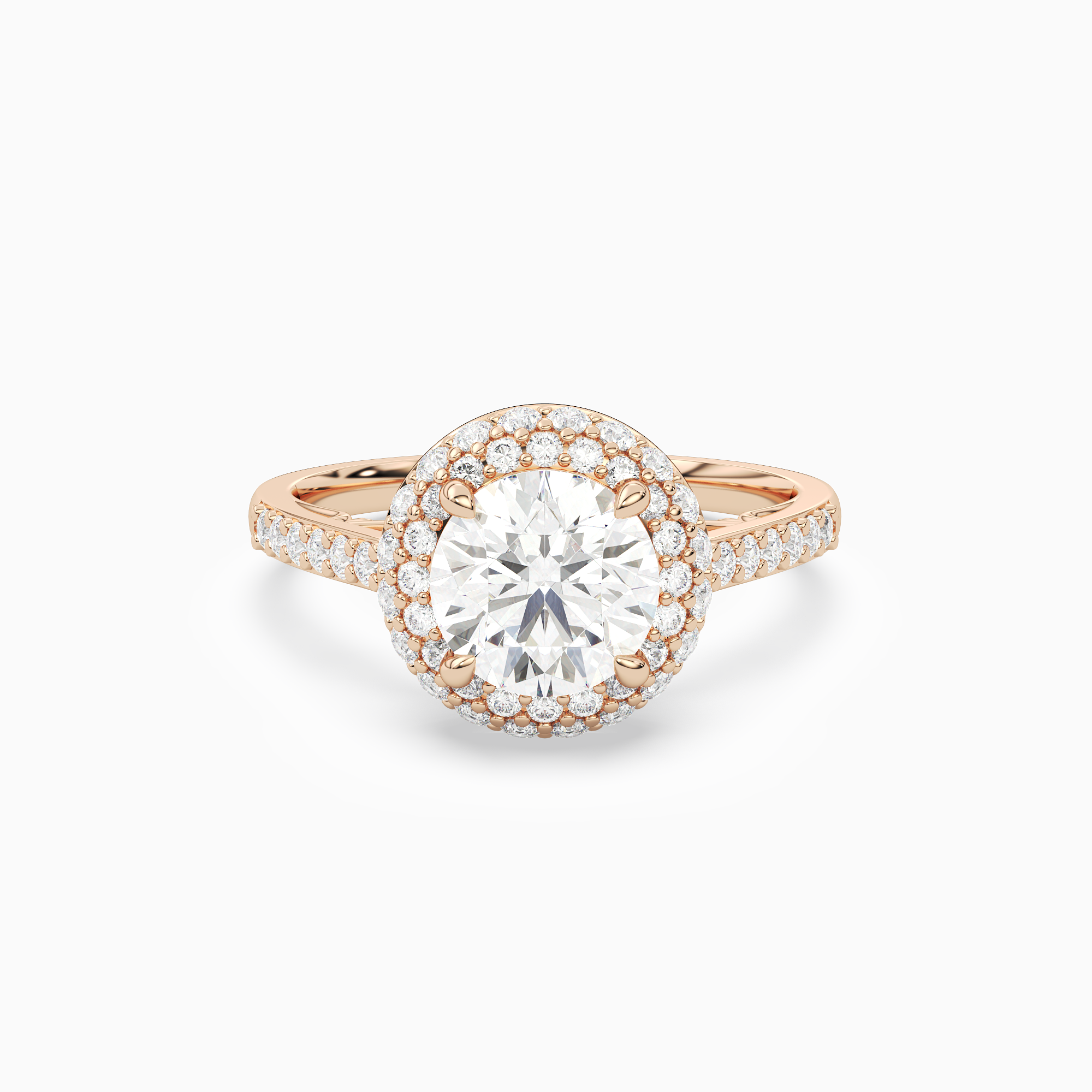 Round Regal Halo Pavé in 14K Rose Gold main white