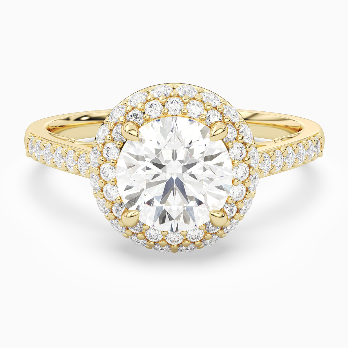 Round Regal Halo Pavé in 18K Yellow Gold main white