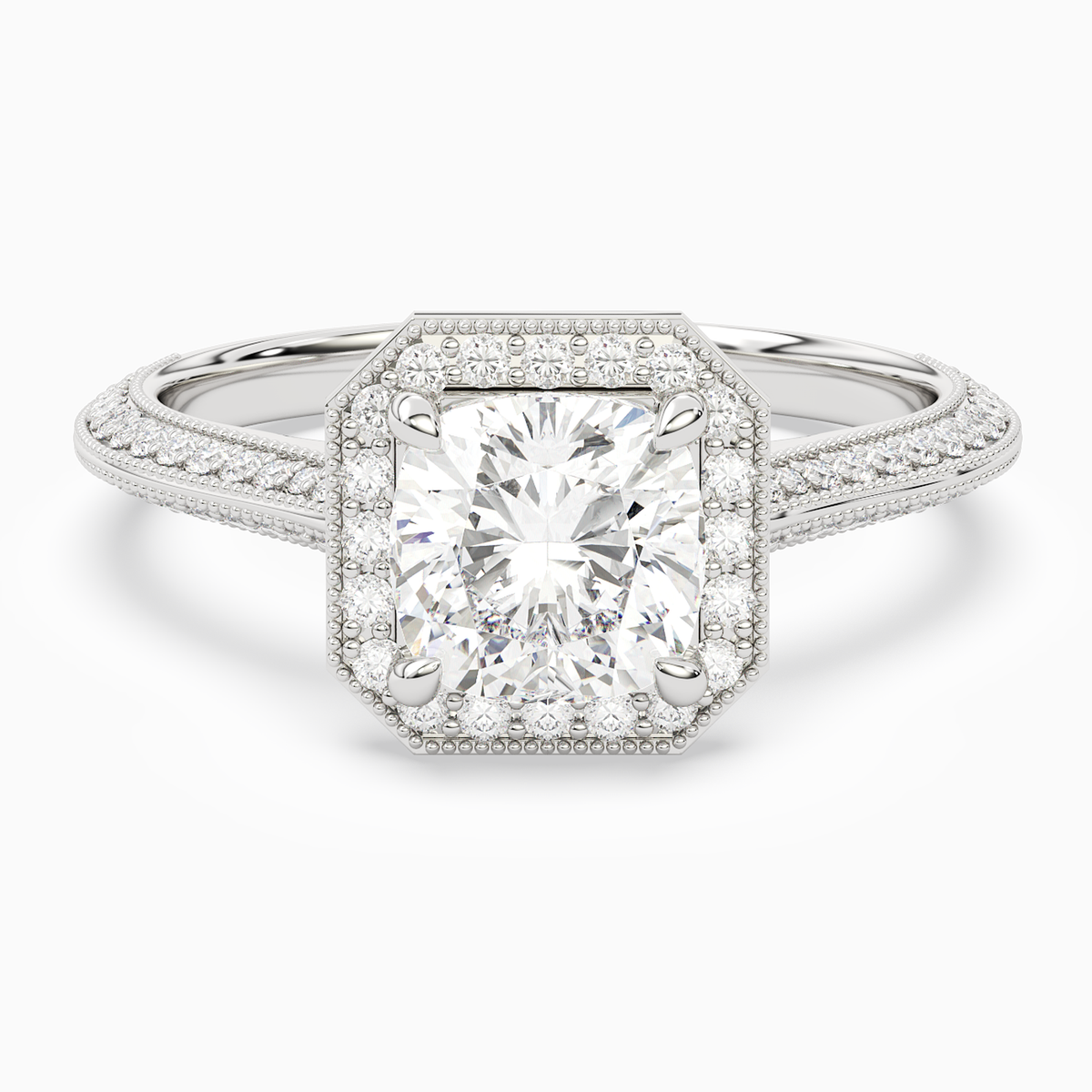 Cushion Octagon Halo in 18K White Gold main white