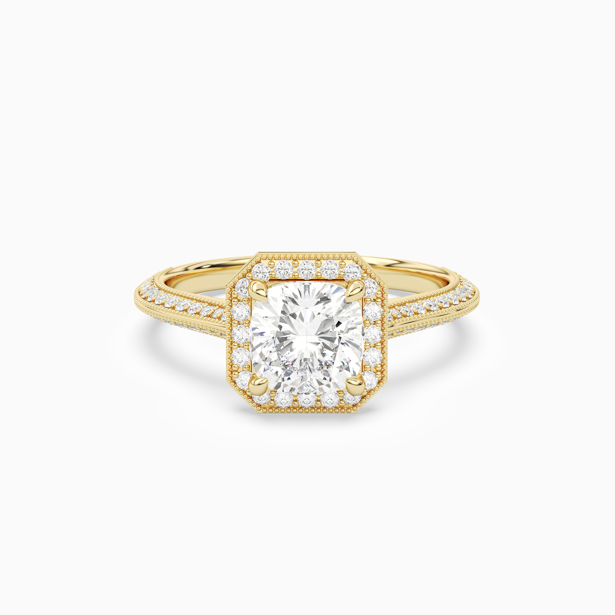 Cushion Octagon Halo in 18K Yellow Gold main white