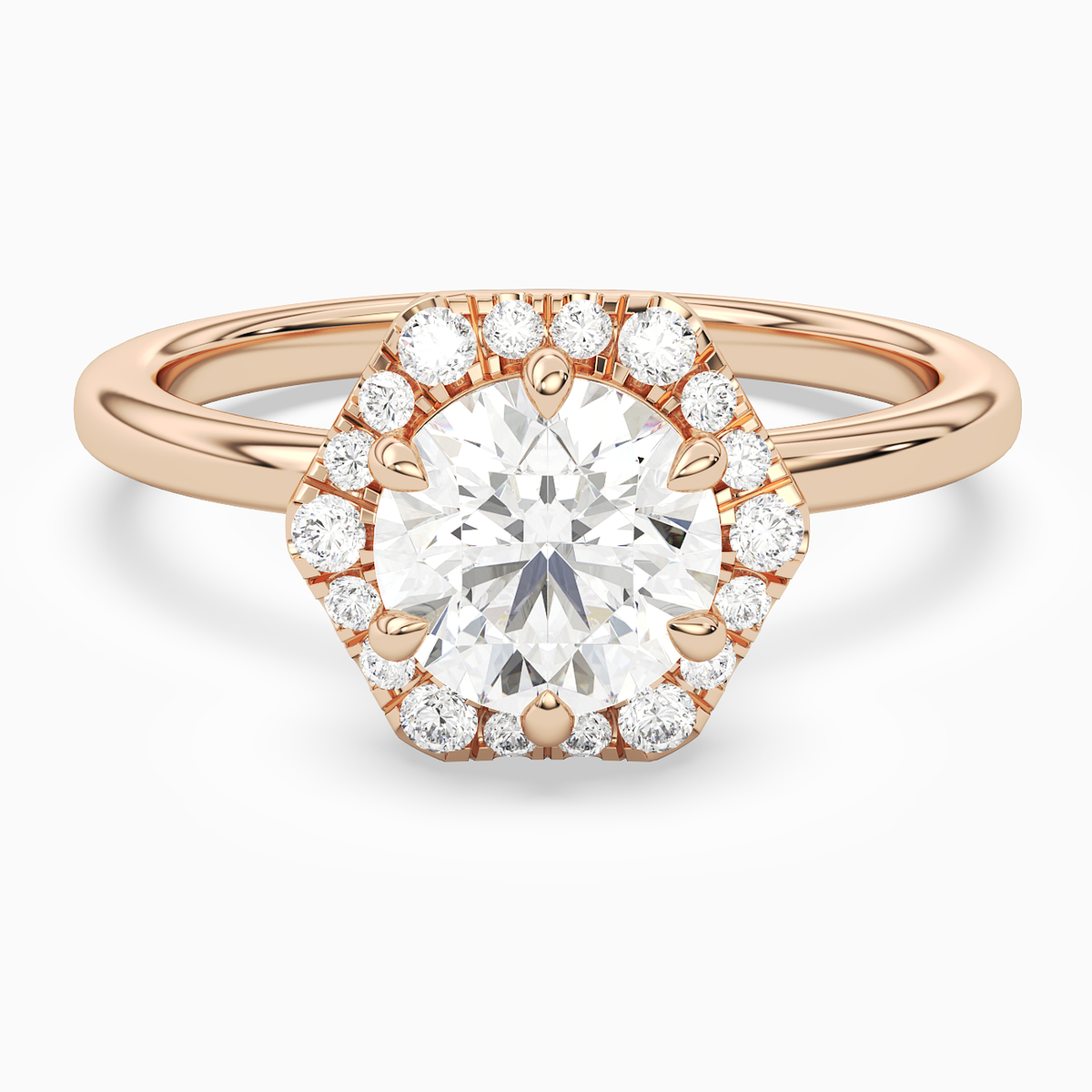 Round Halo in 14K Rose Gold main white