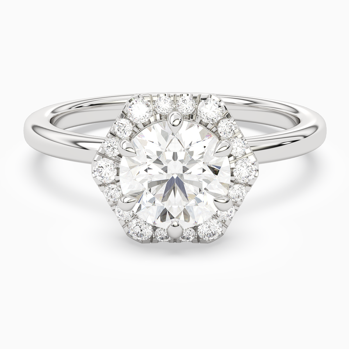 Round Halo in 14K White Gold main white