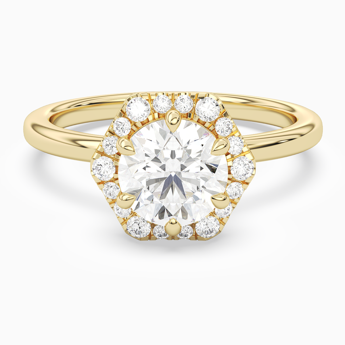 Round Halo in 14K Yellow Gold main white