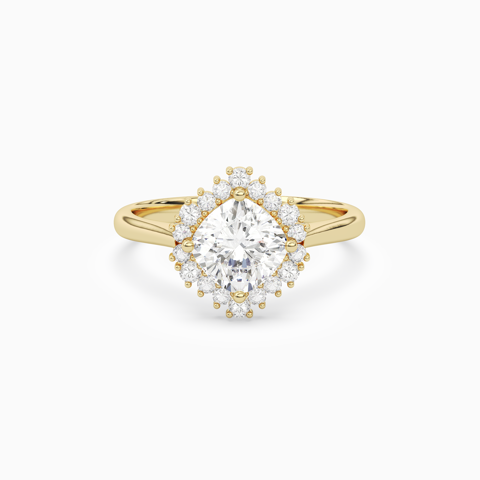 Cushion Cluster Halo in 18K Yellow Gold main white
