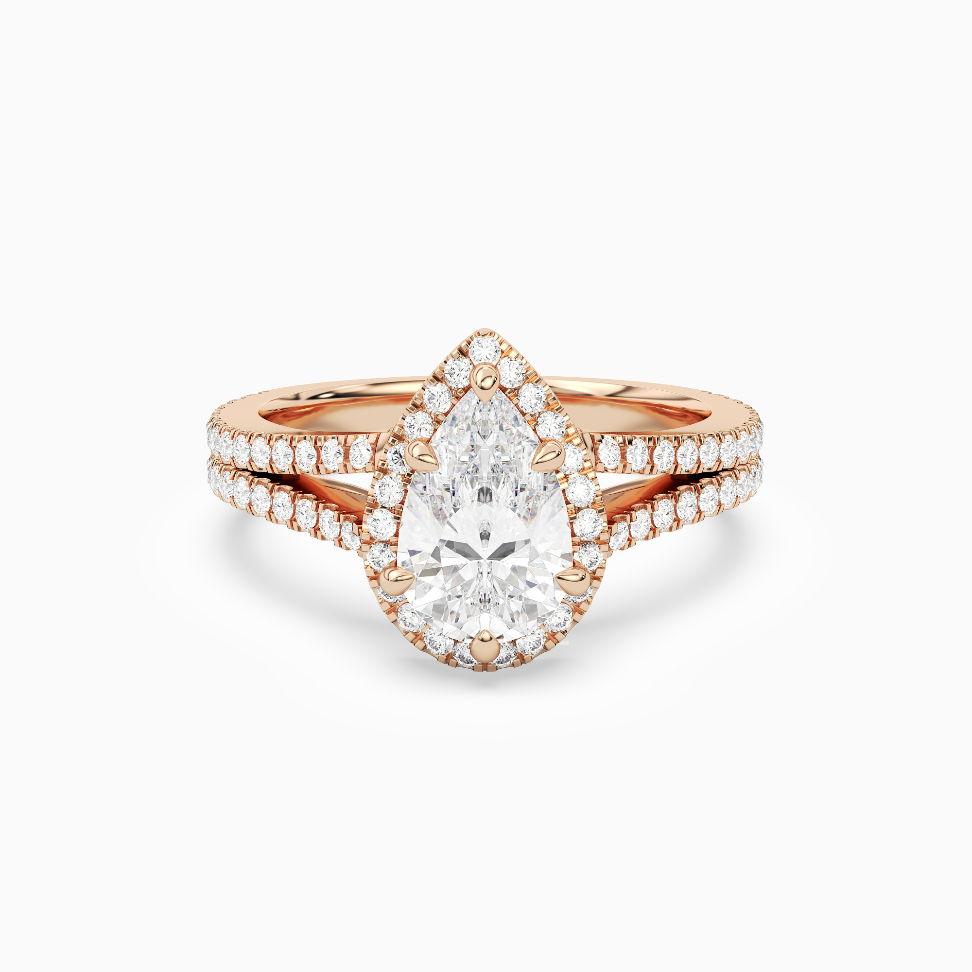 Pear Split Shank Halo in 14K Rose Gold main white