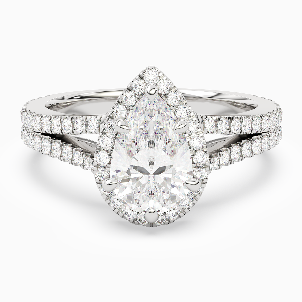 Pear Split Shank Halo in 14K White Gold main white