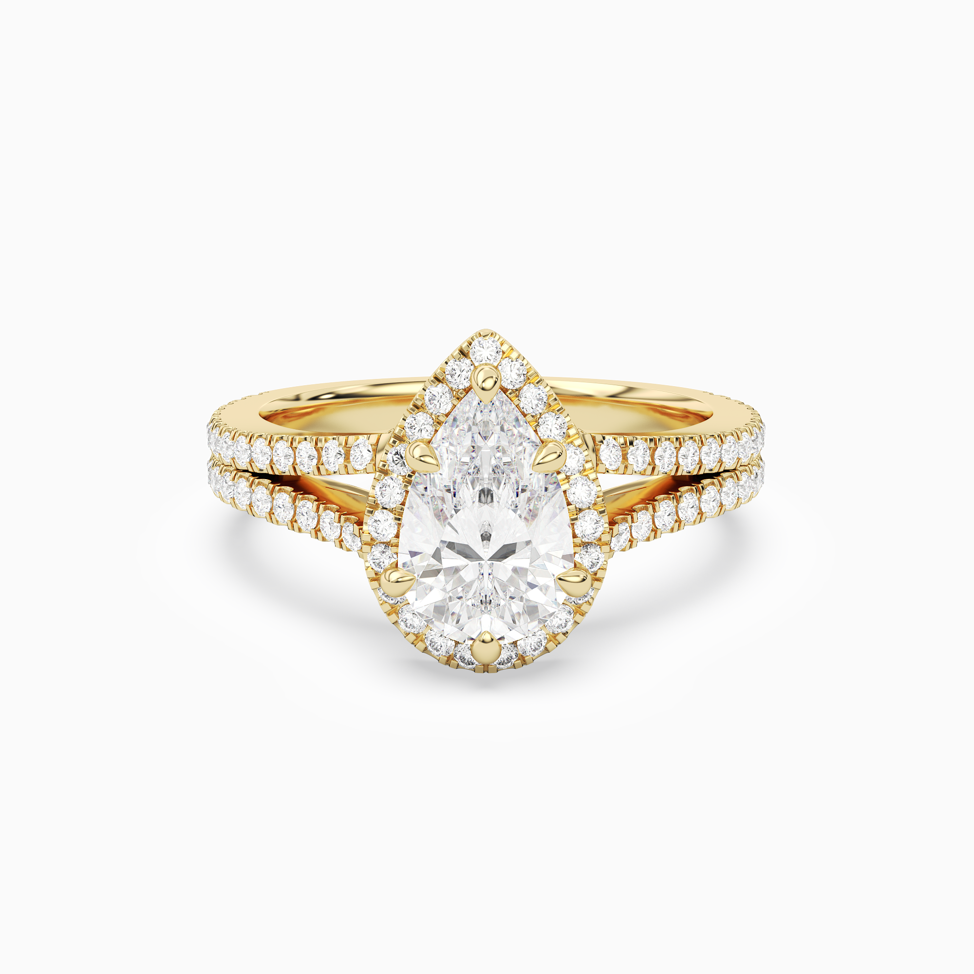Pear Split Shank Halo in 14K Yellow Gold main white