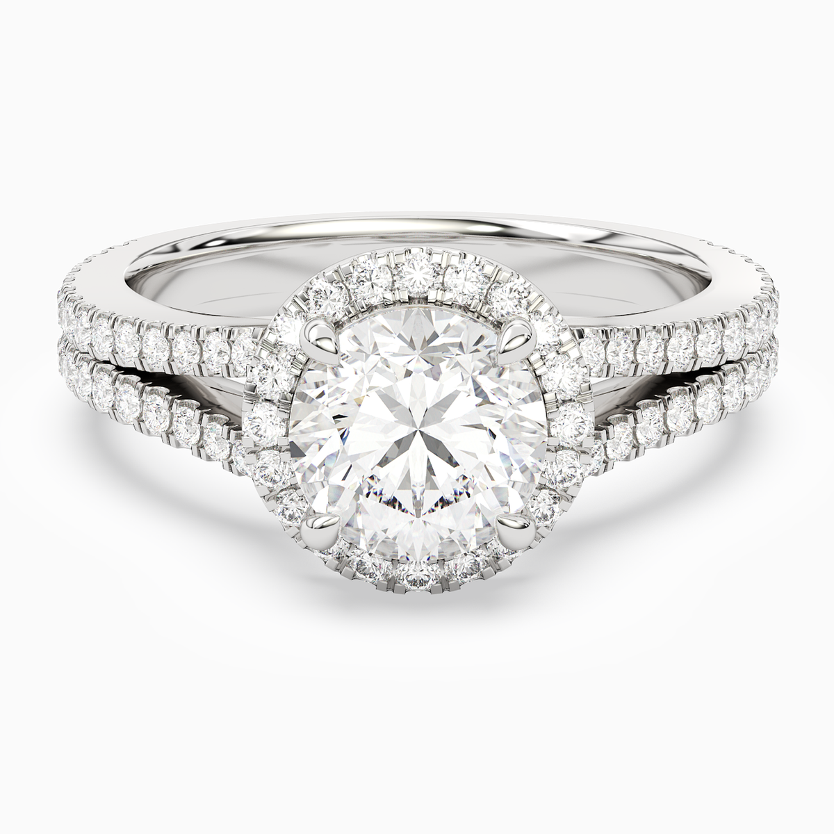Round Split Shank Halo in 14K White Gold main white
