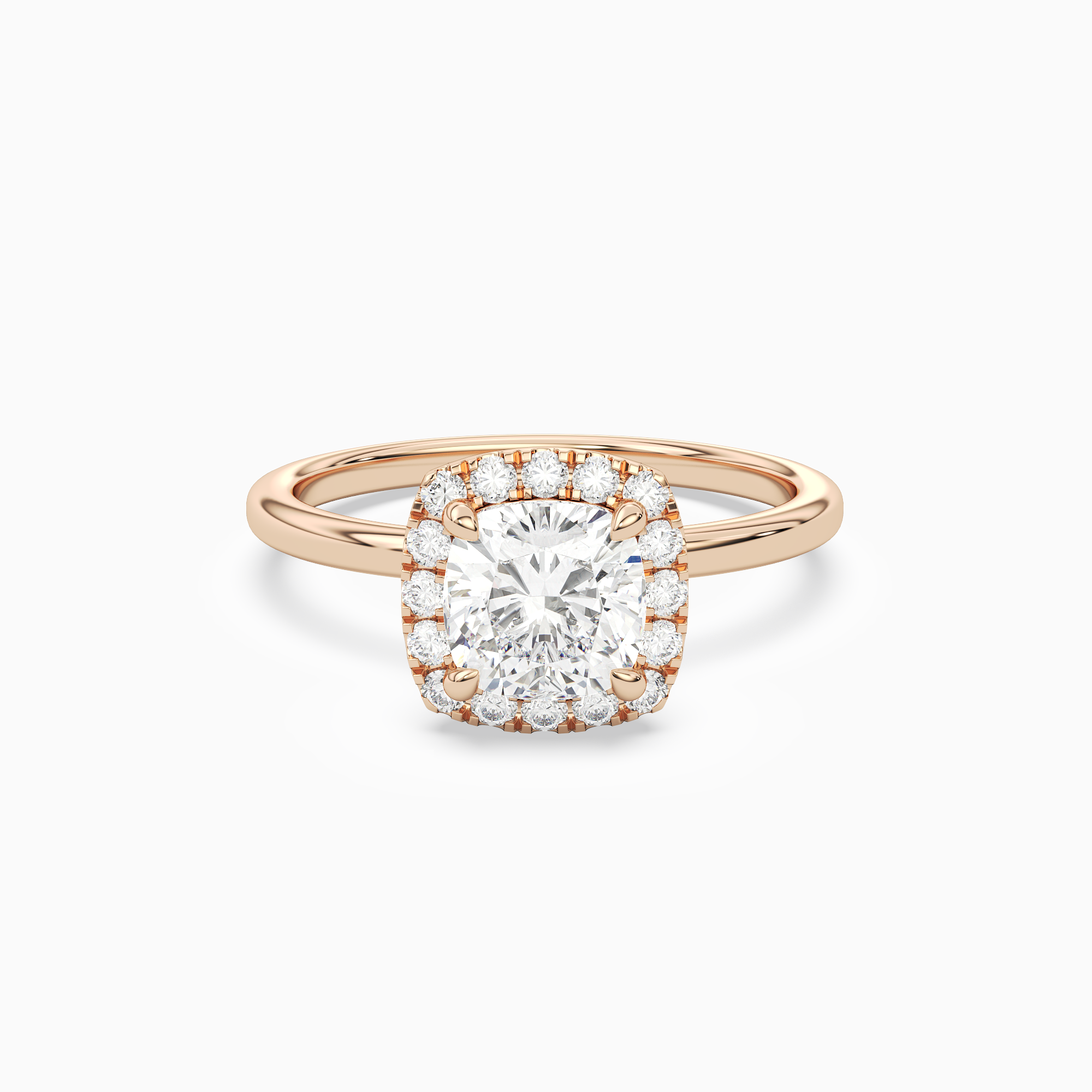 Cushion Scalloped Halo Baseline in 14K Rose Gold main white