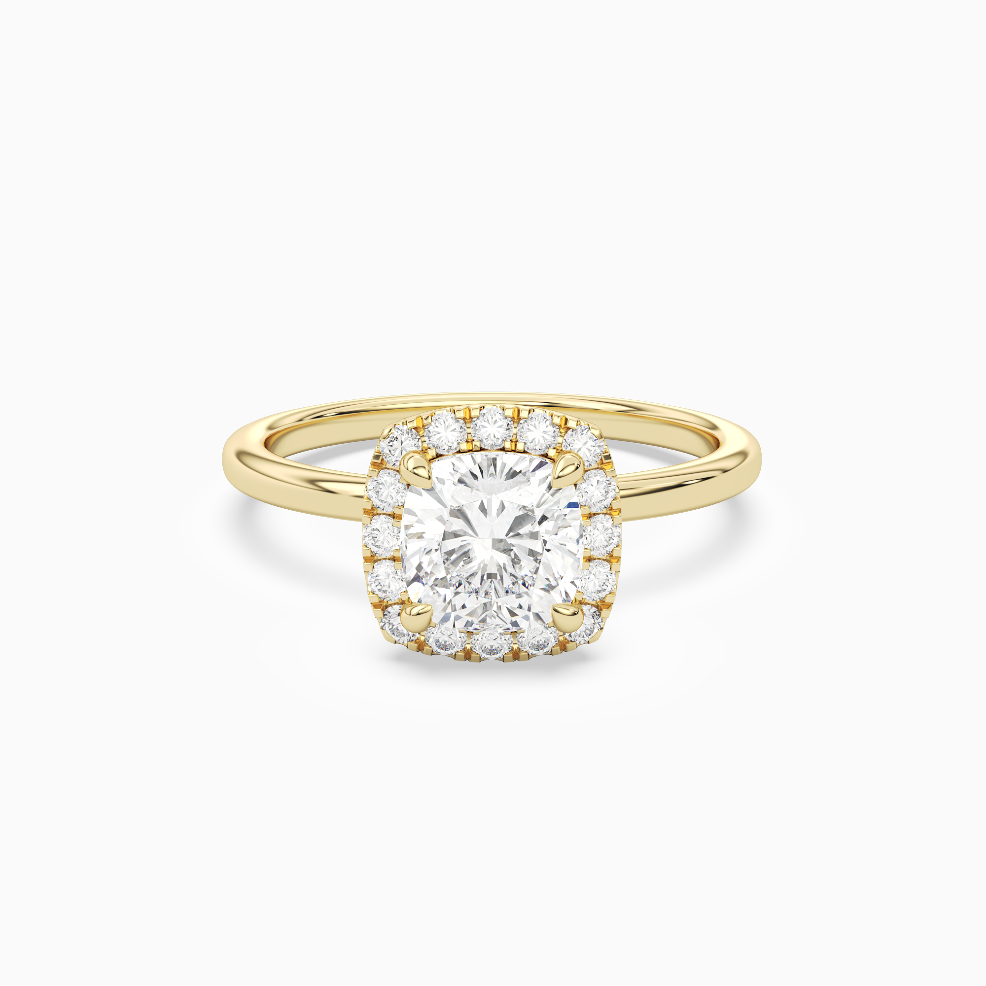Cushion Scalloped Halo Baseline in 18K Yellow Gold main white