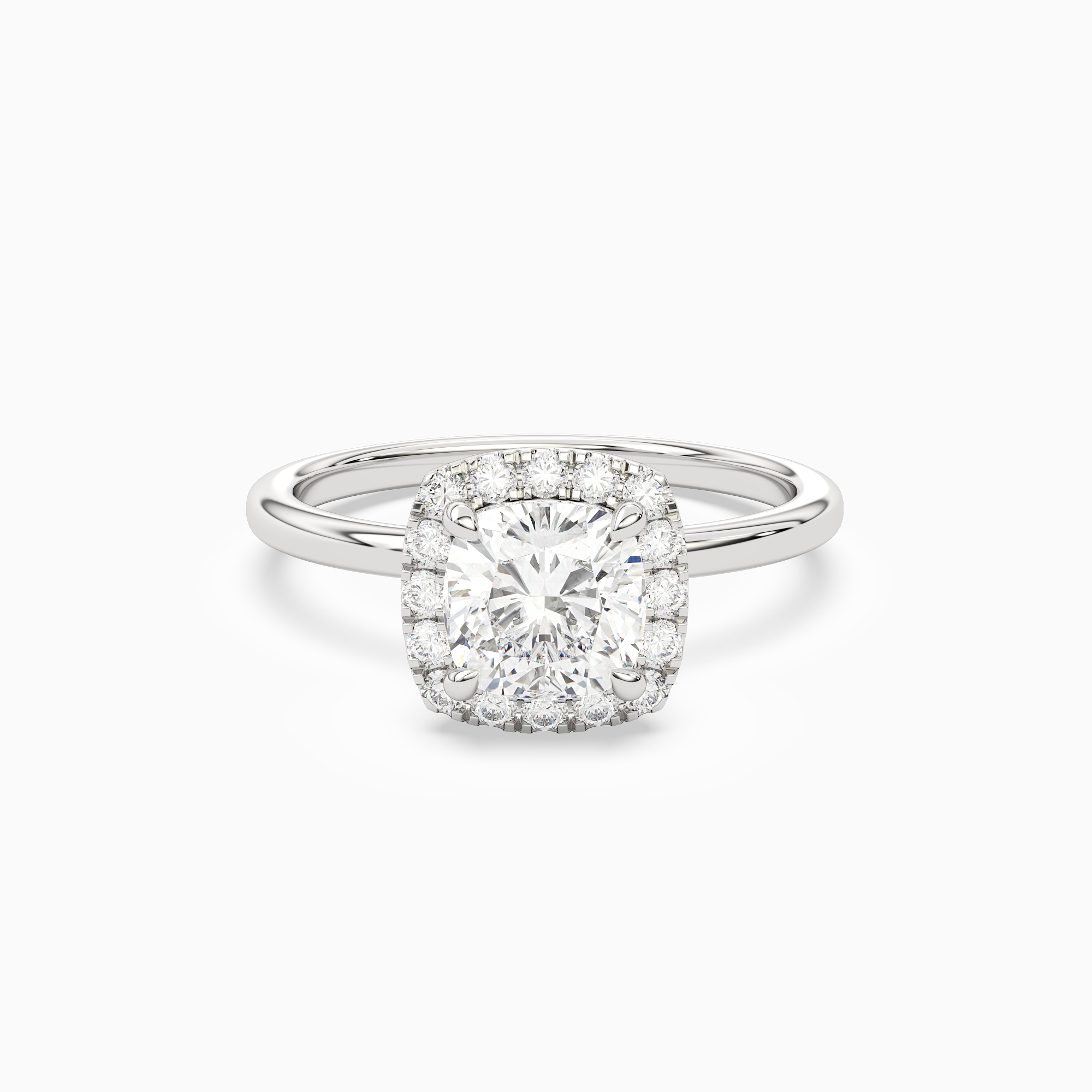 Cushion Scalloped Halo Baseline in Platinum main white