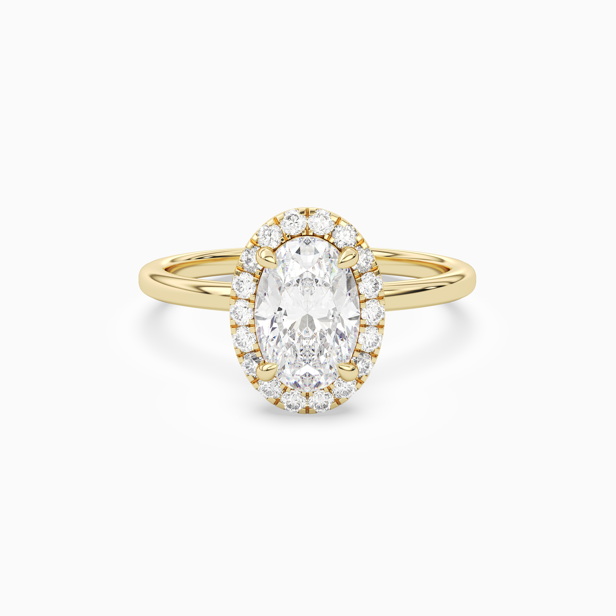 Oval Scalloped Halo Baseline in 18K Yellow Gold main white
