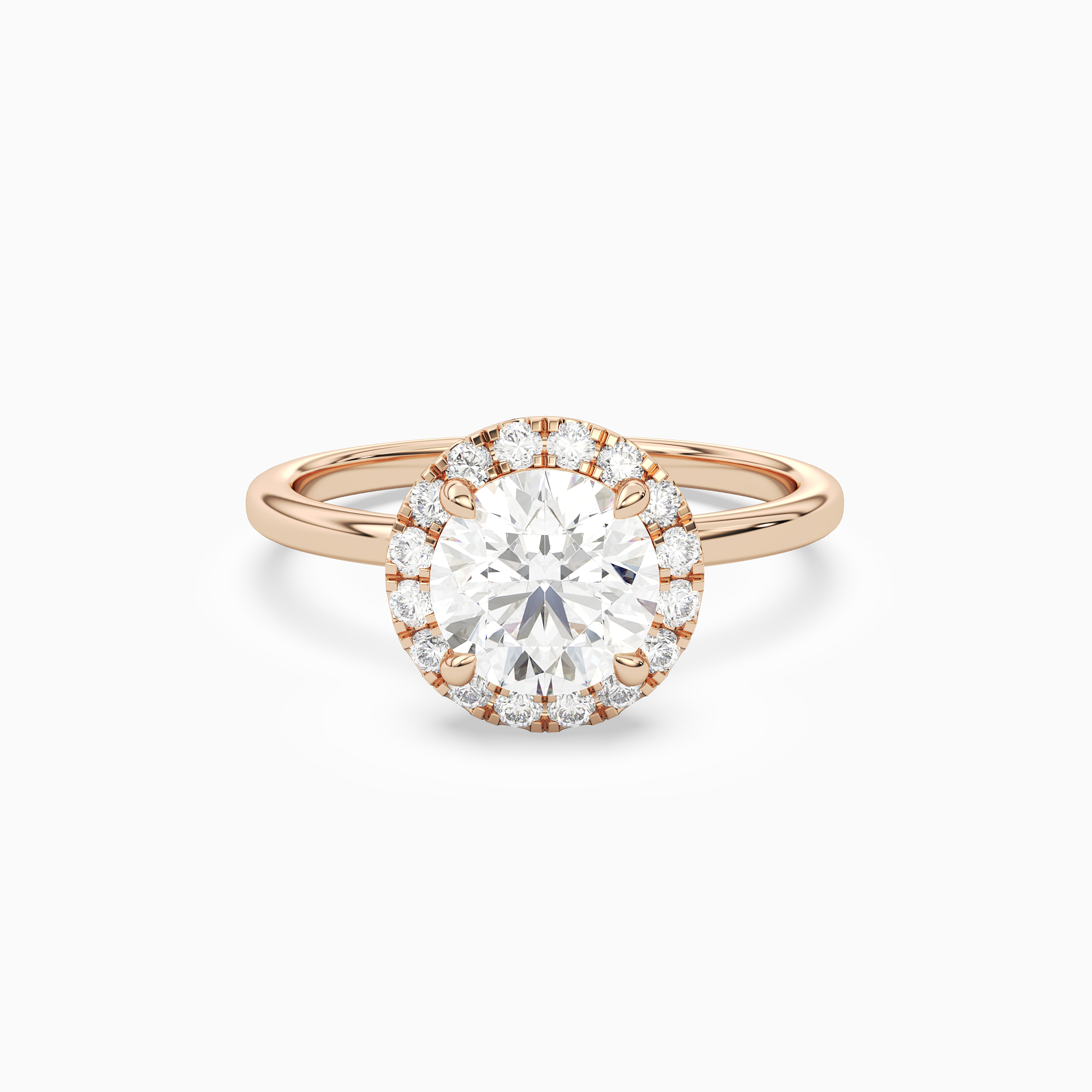 Round Scalloped Halo Baseline in 14K Rose Gold main white