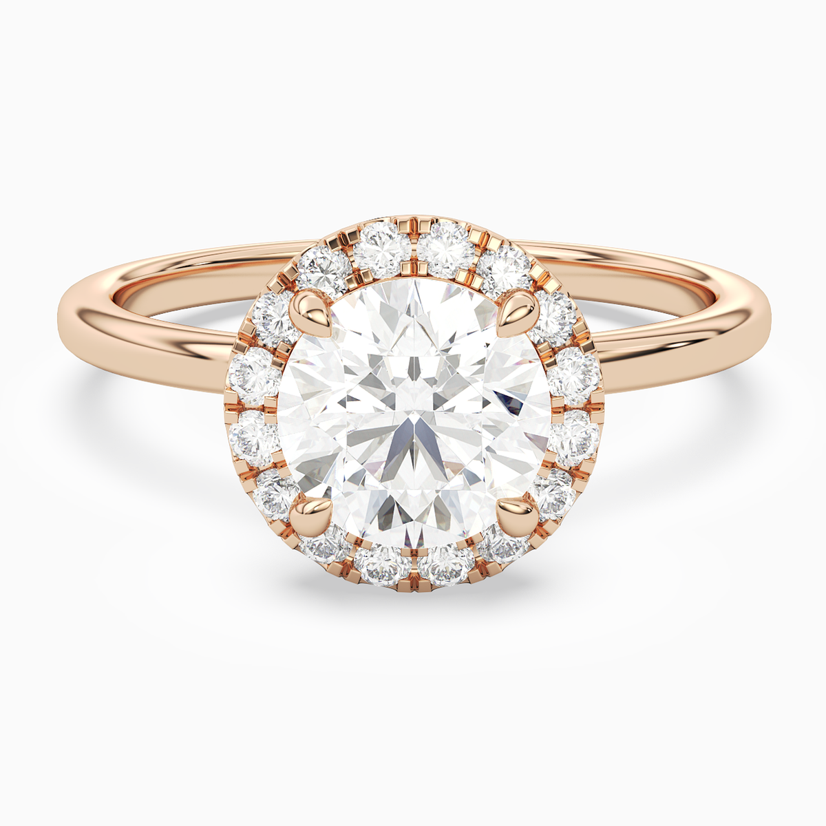 Round Scalloped Halo Baseline in 14K Rose Gold main white