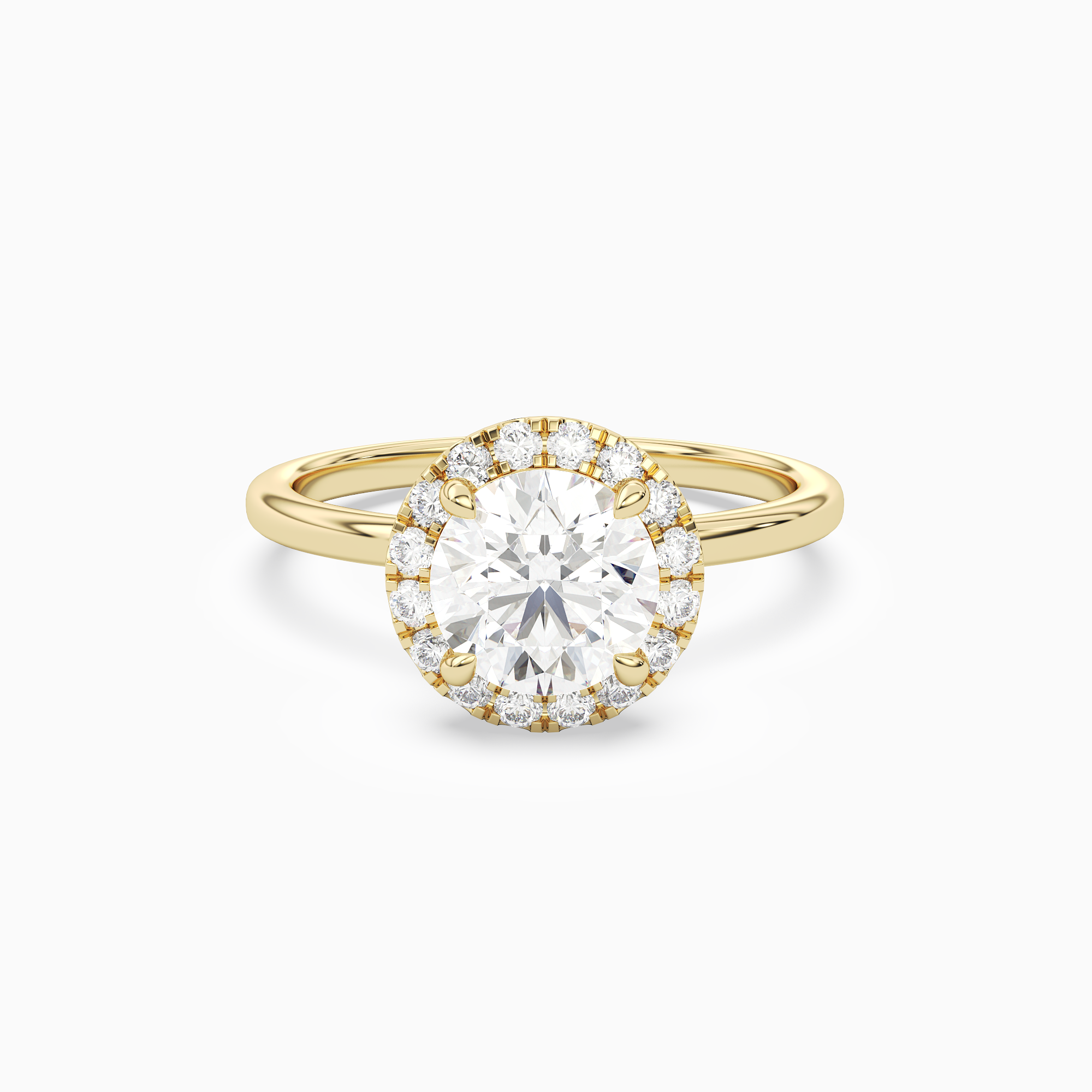 Round Scalloped Halo Baseline in 18K Yellow Gold main white