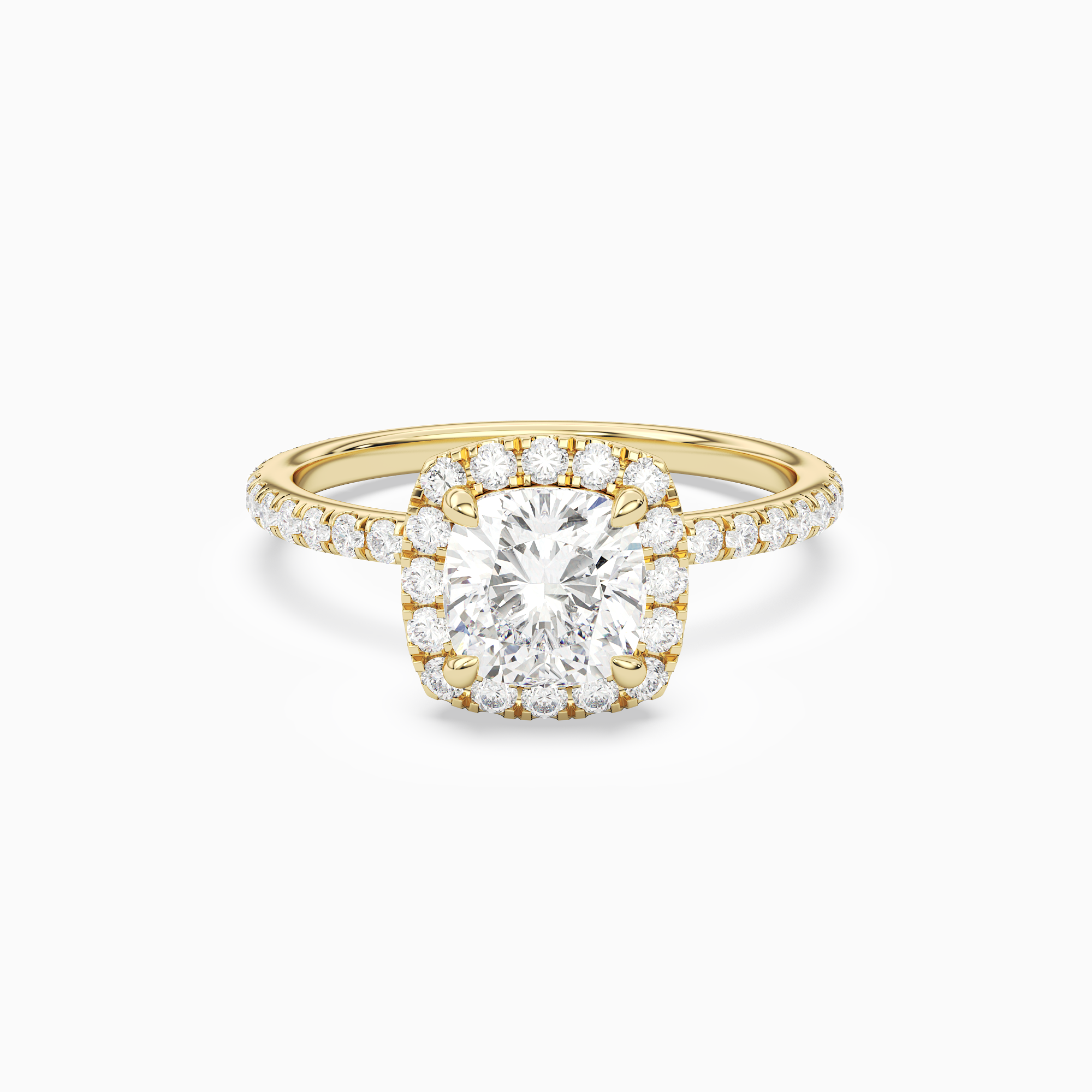 Cushion Scalloped Halo Pavé in 18K Yellow Gold main white
