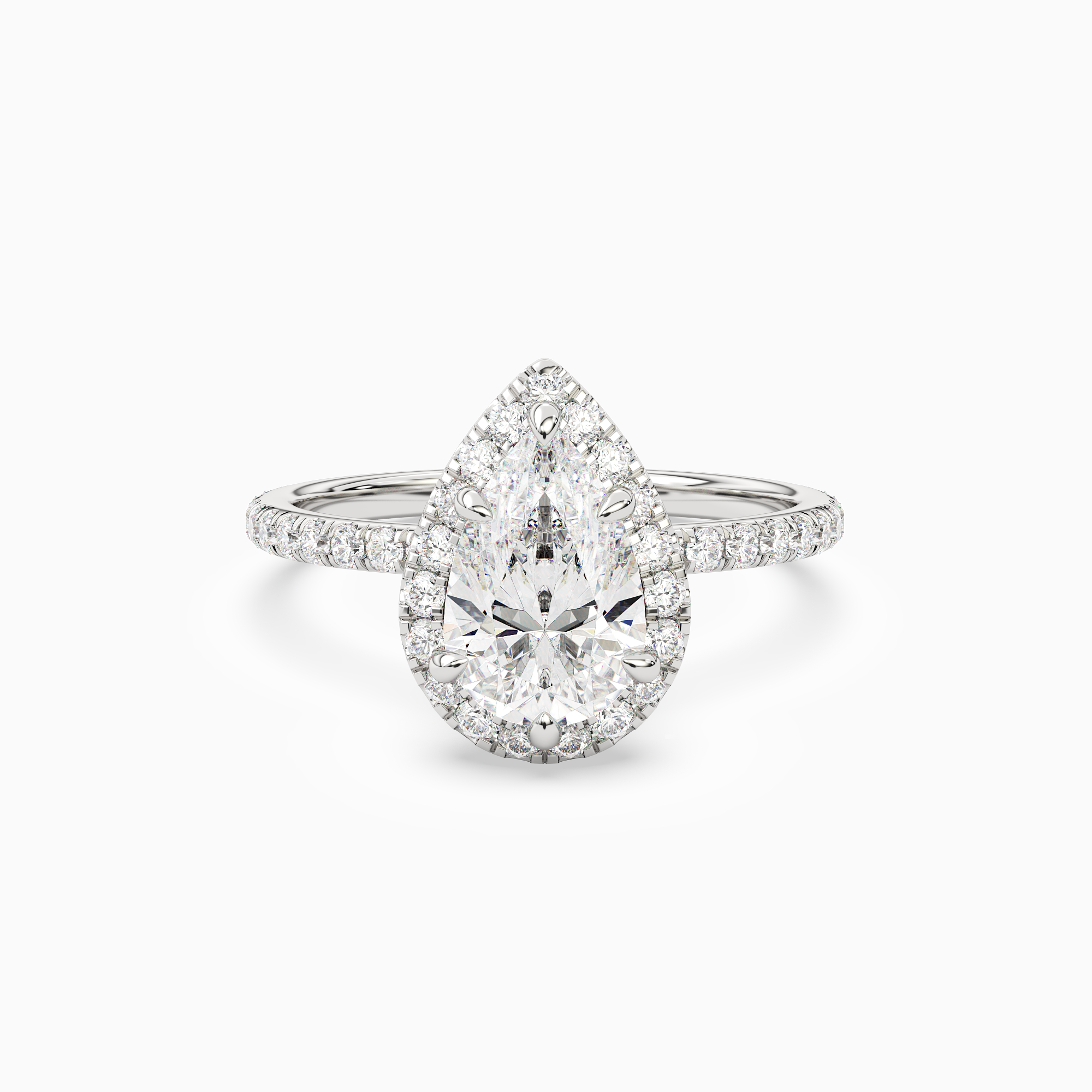 Pear Scalloped Halo Pavé in 18K White Gold main white