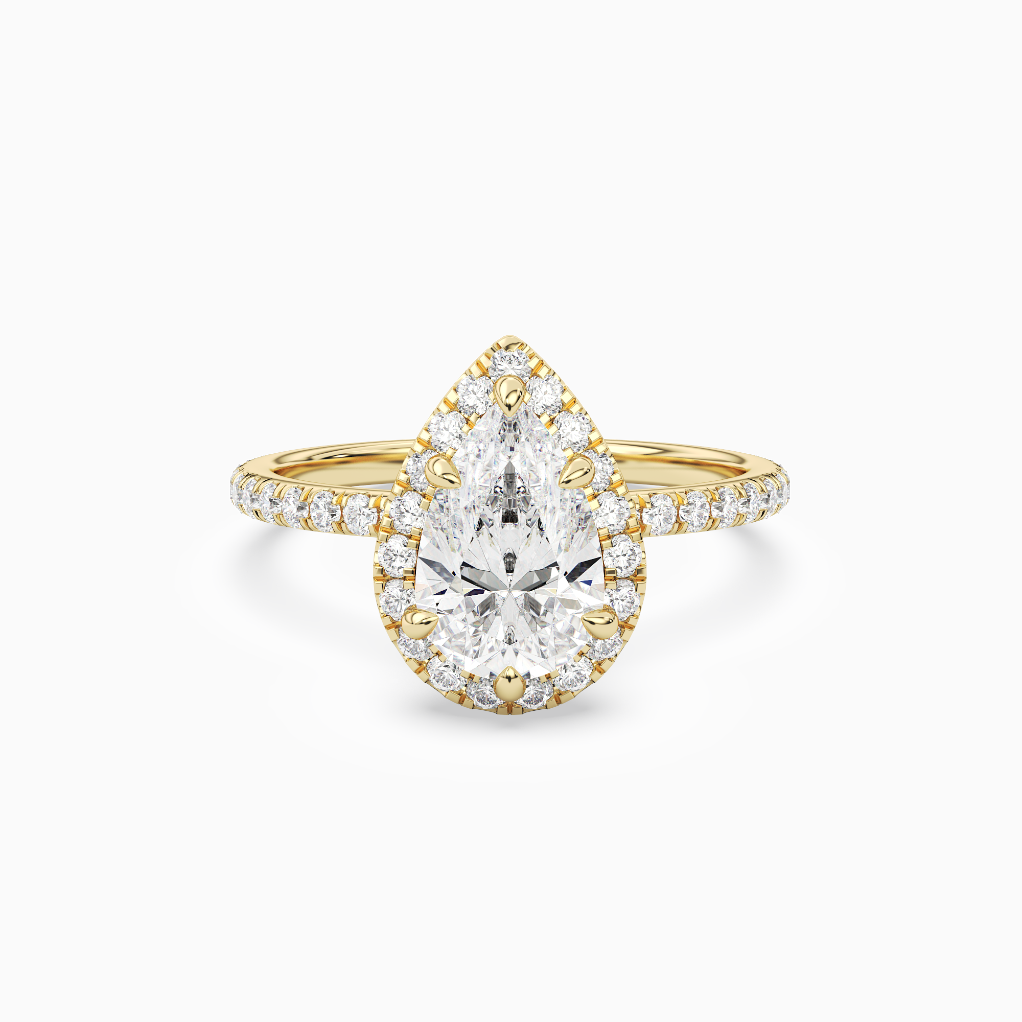 Pear Scalloped Halo Pavé in 18K Yellow Gold main white