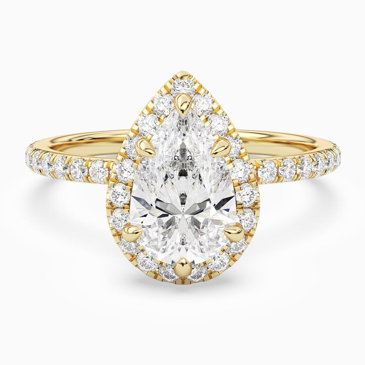 Pear Scalloped Halo Pavé in 18K Yellow Gold main white