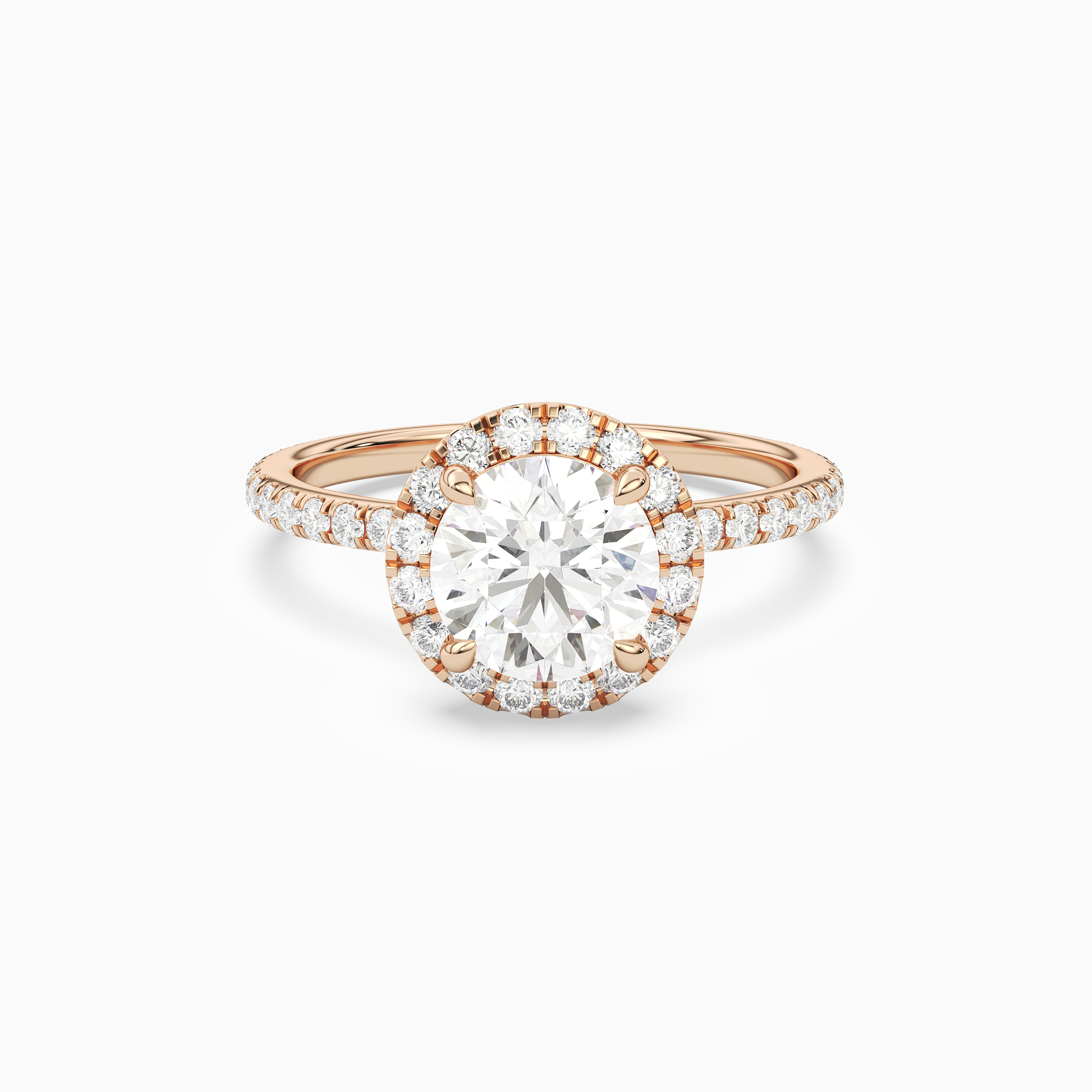 Round Scalloped Halo Pavé in 14K Rose Gold main white