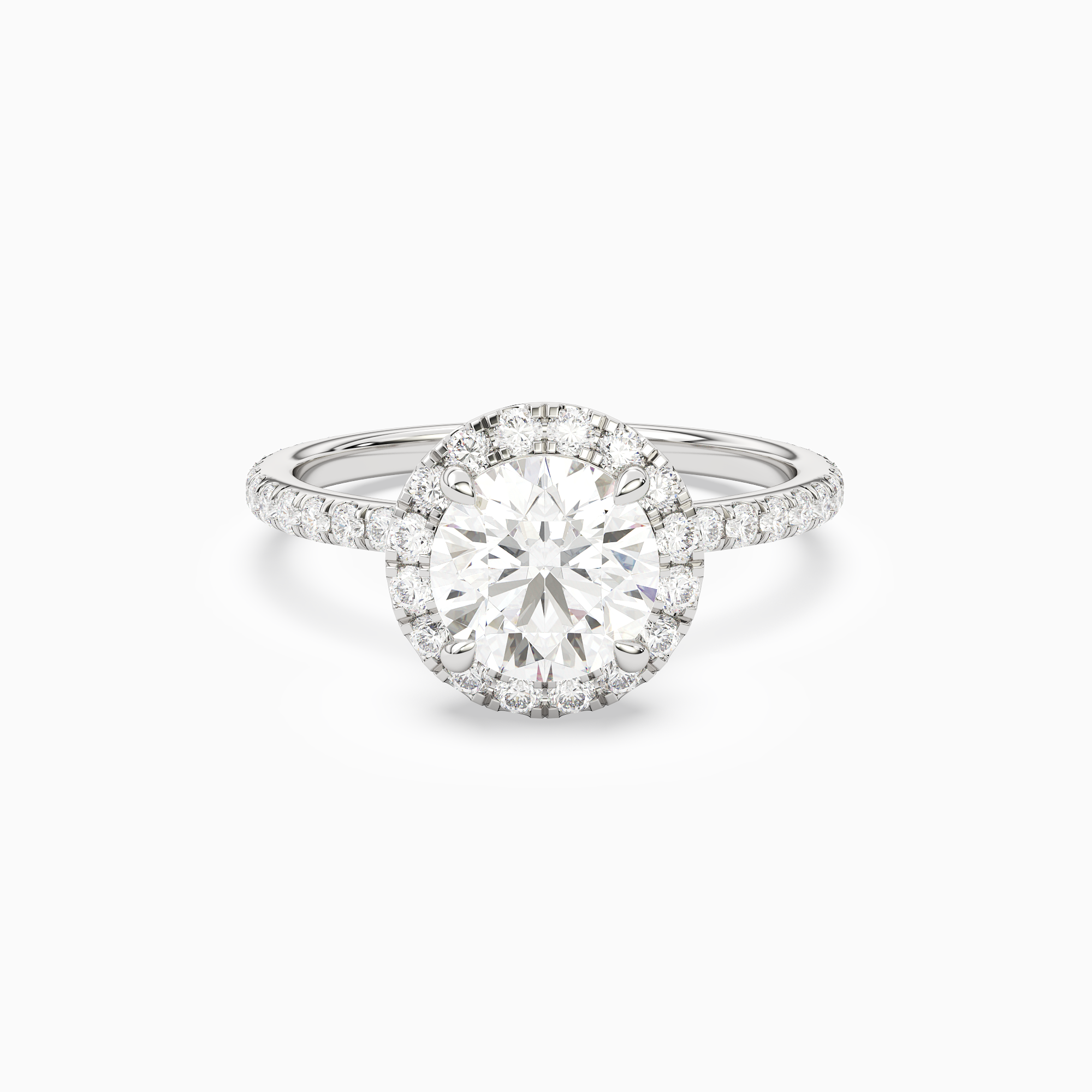 Round Scalloped Halo Pavé in 14K White Gold main white