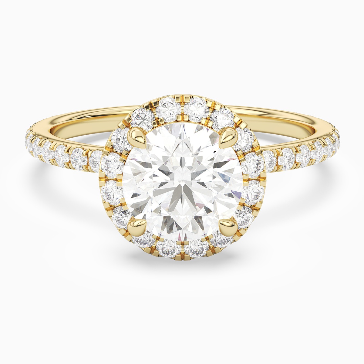 Round Scalloped Halo Pavé in 14K Yellow Gold main white