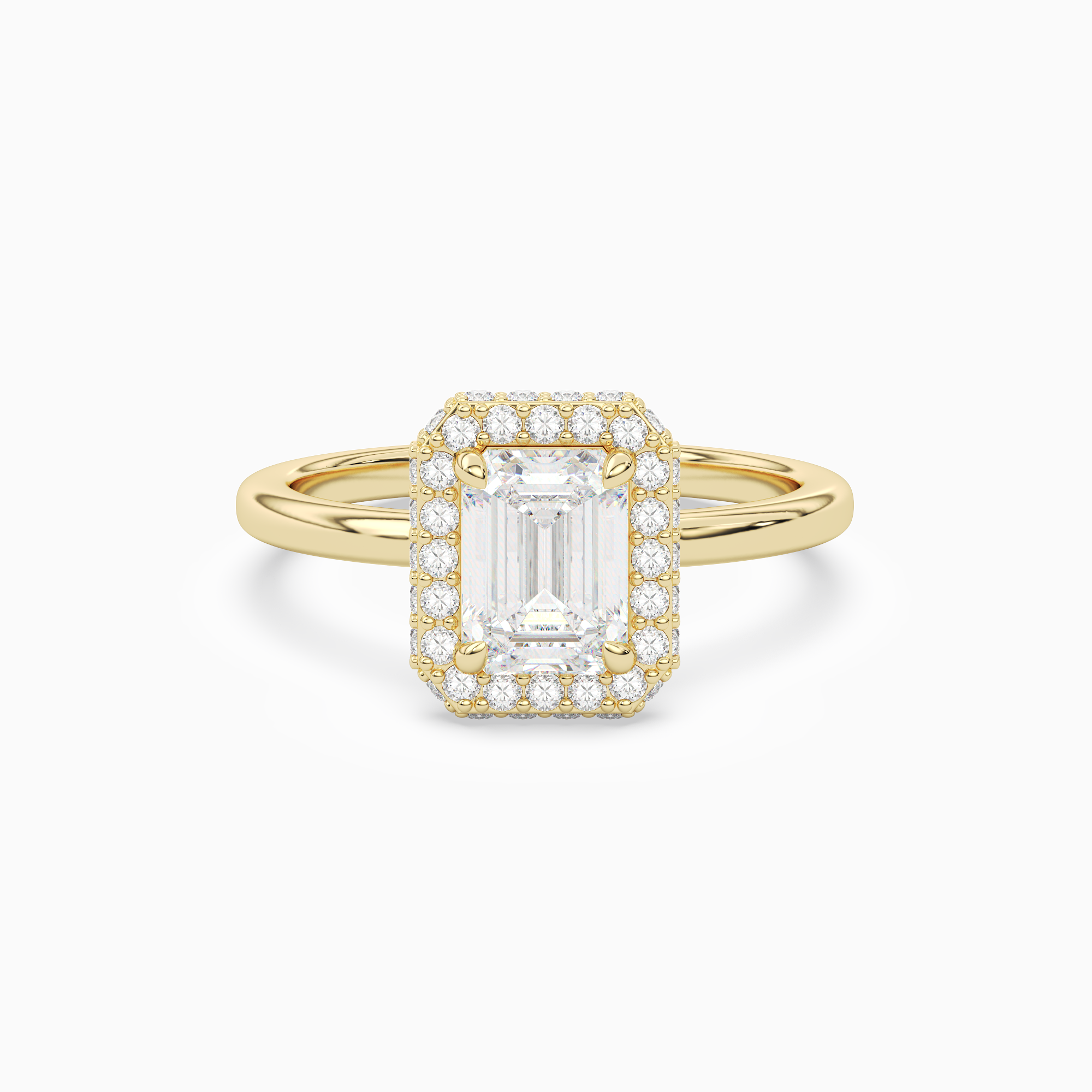 Emerald Compact Halo in 14K Yellow Gold main white