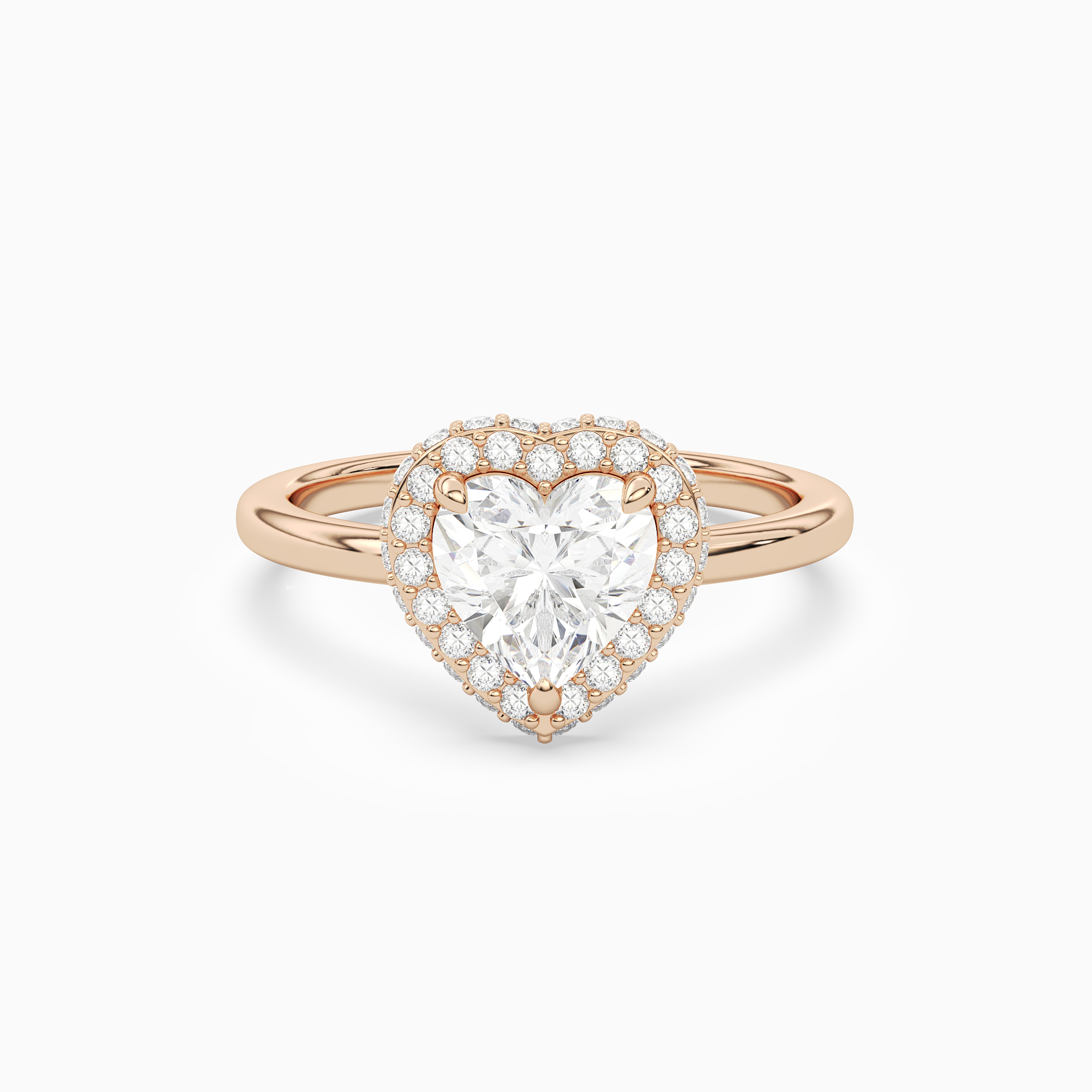 Heart Compact Halo in 14K Rose Gold main white