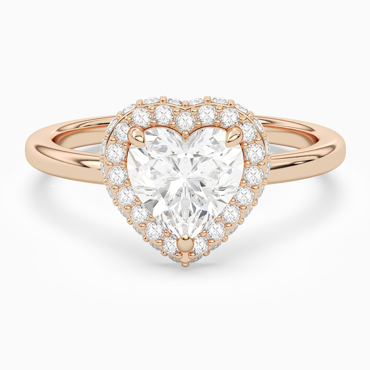 Heart Compact Halo in 14K Rose Gold main white