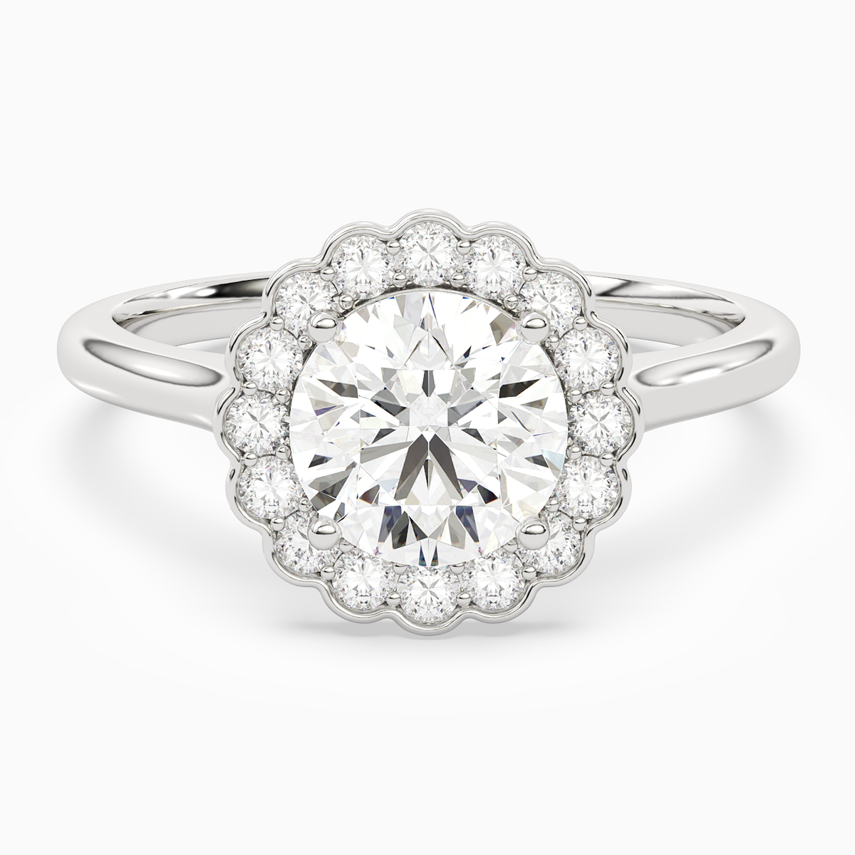 Round Floral Halo in 14K White Gold main white