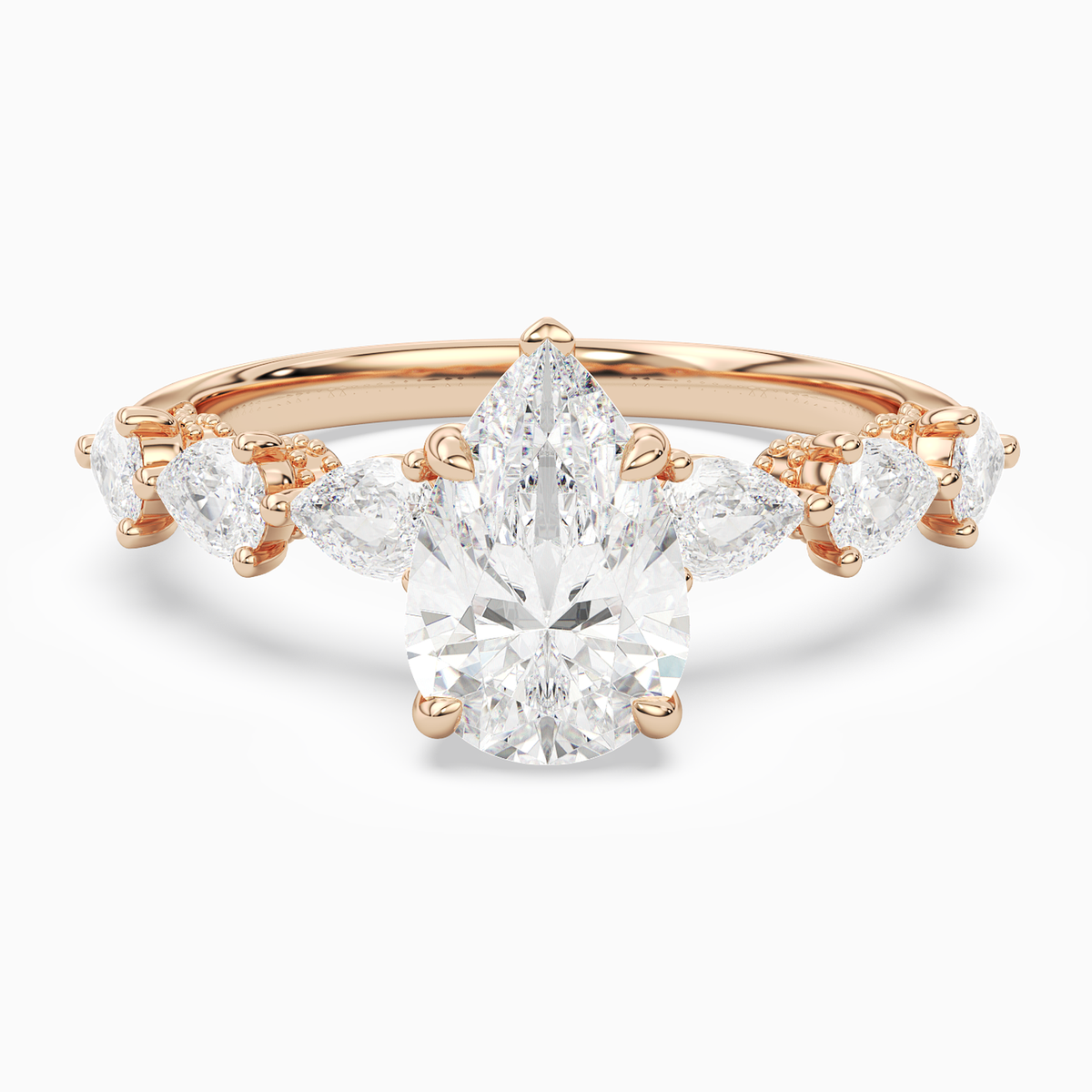 Pear Crescent Pear Side Stone in 14K Rose Gold main white
