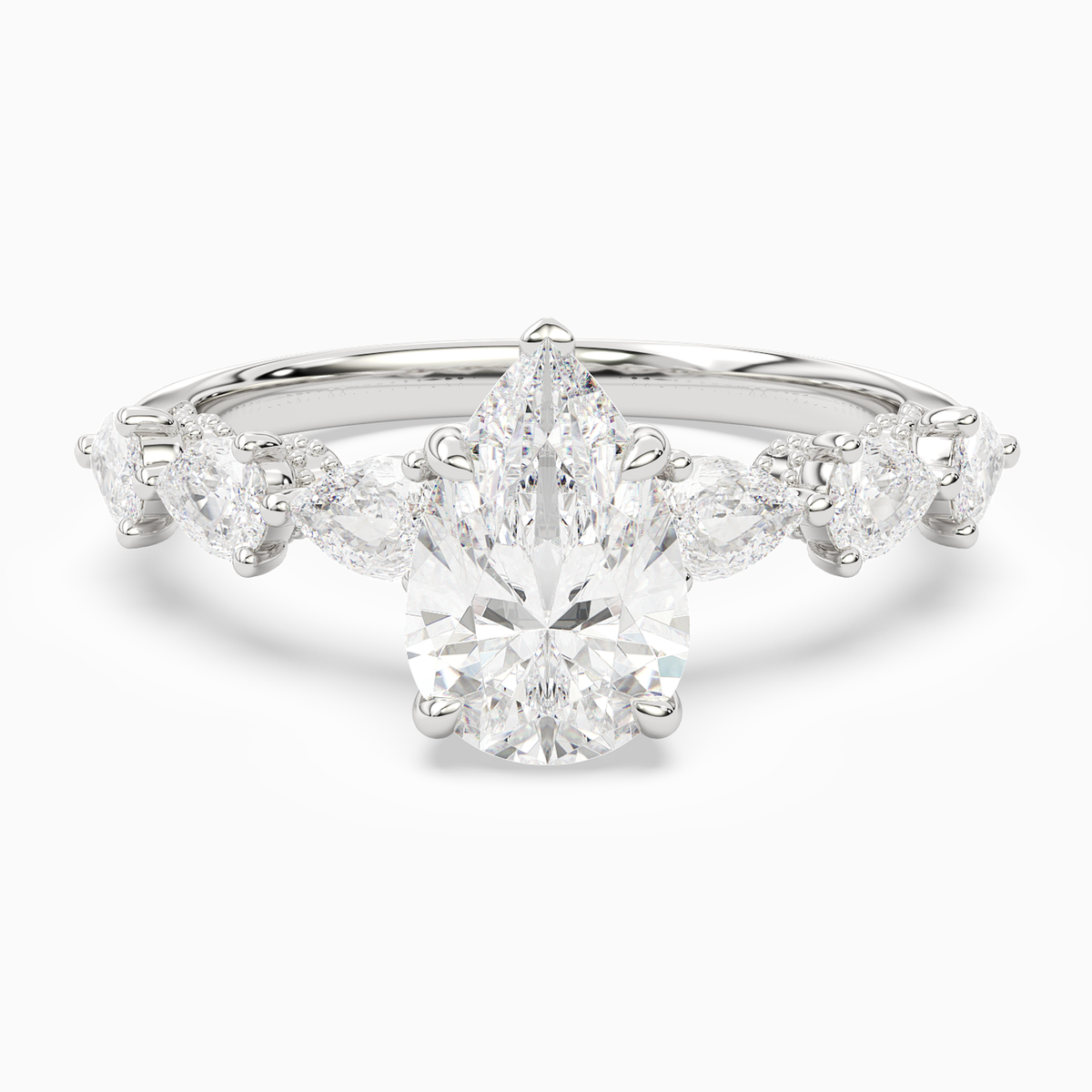 Pear Crescent Pear Side Stone in 14K White Gold main white