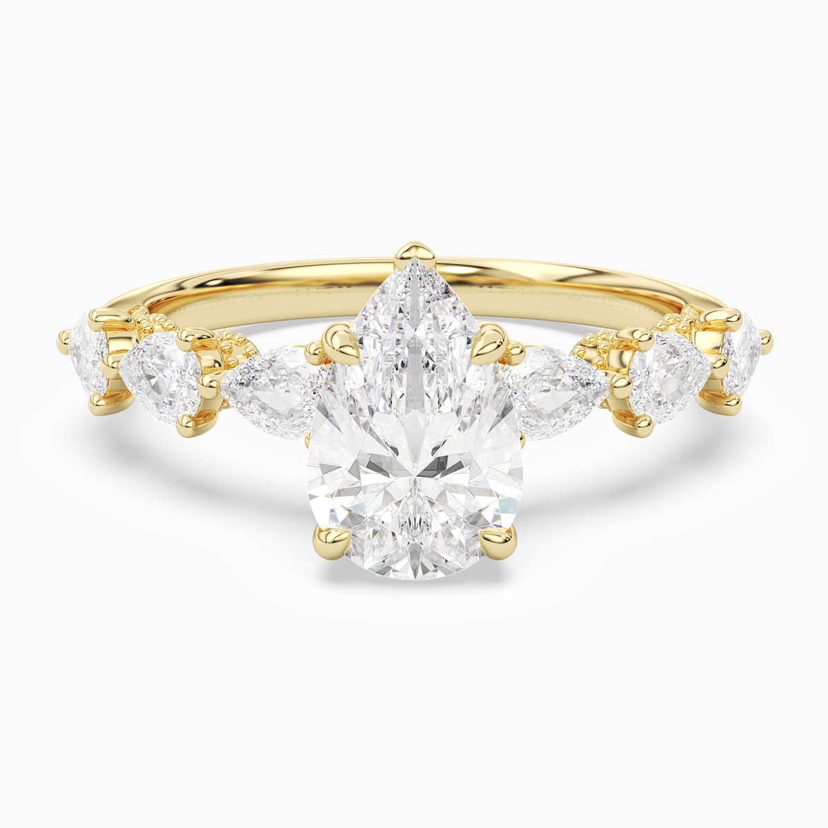 Pear Crescent Pear Side Stone in 14K Yellow Gold main white