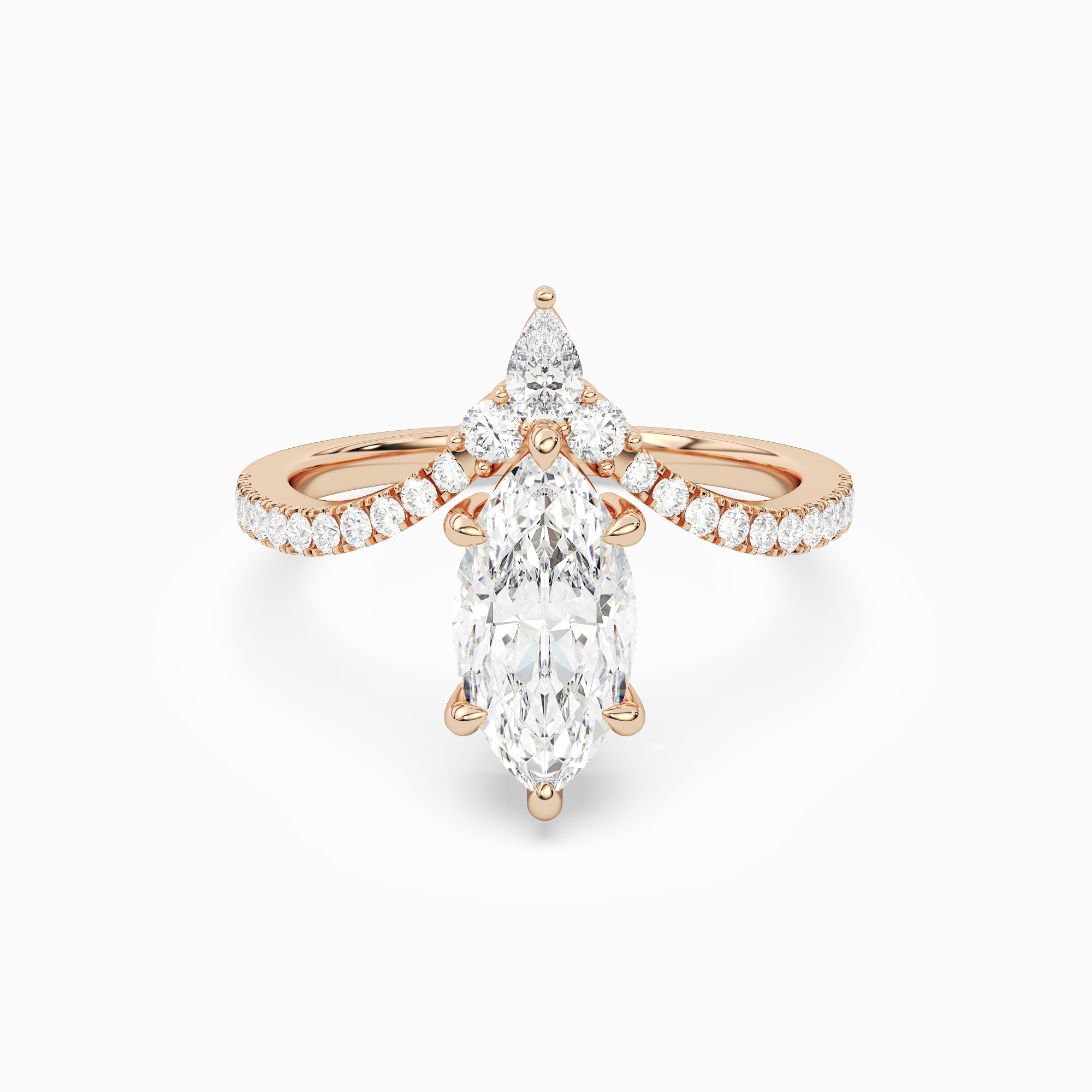 Marquise Tiara Accent Side Stone in 14K Rose Gold main white
