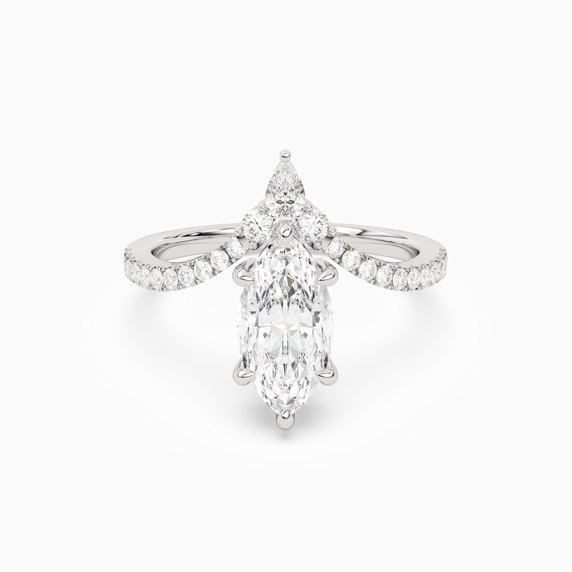 Marquise Tiara Accent Side Stone in 14K White Gold main white