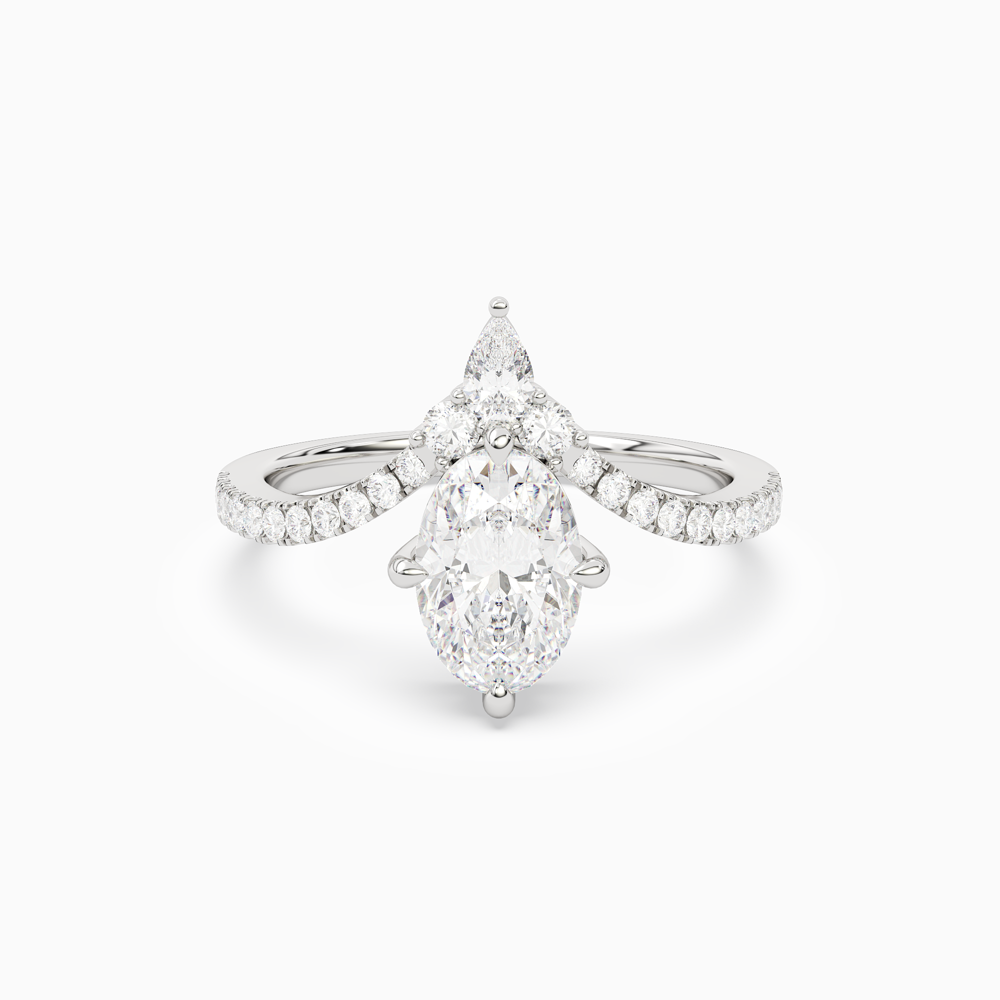 Oval Tiara Accent Side Stone in 14K White Gold main white