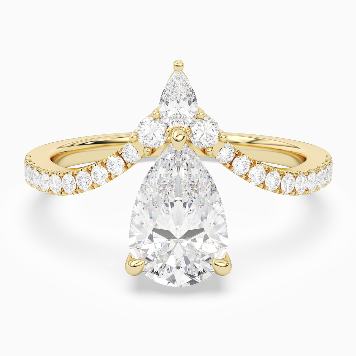 Pear Tiara Accent Side Stone in 14K Yellow Gold main white