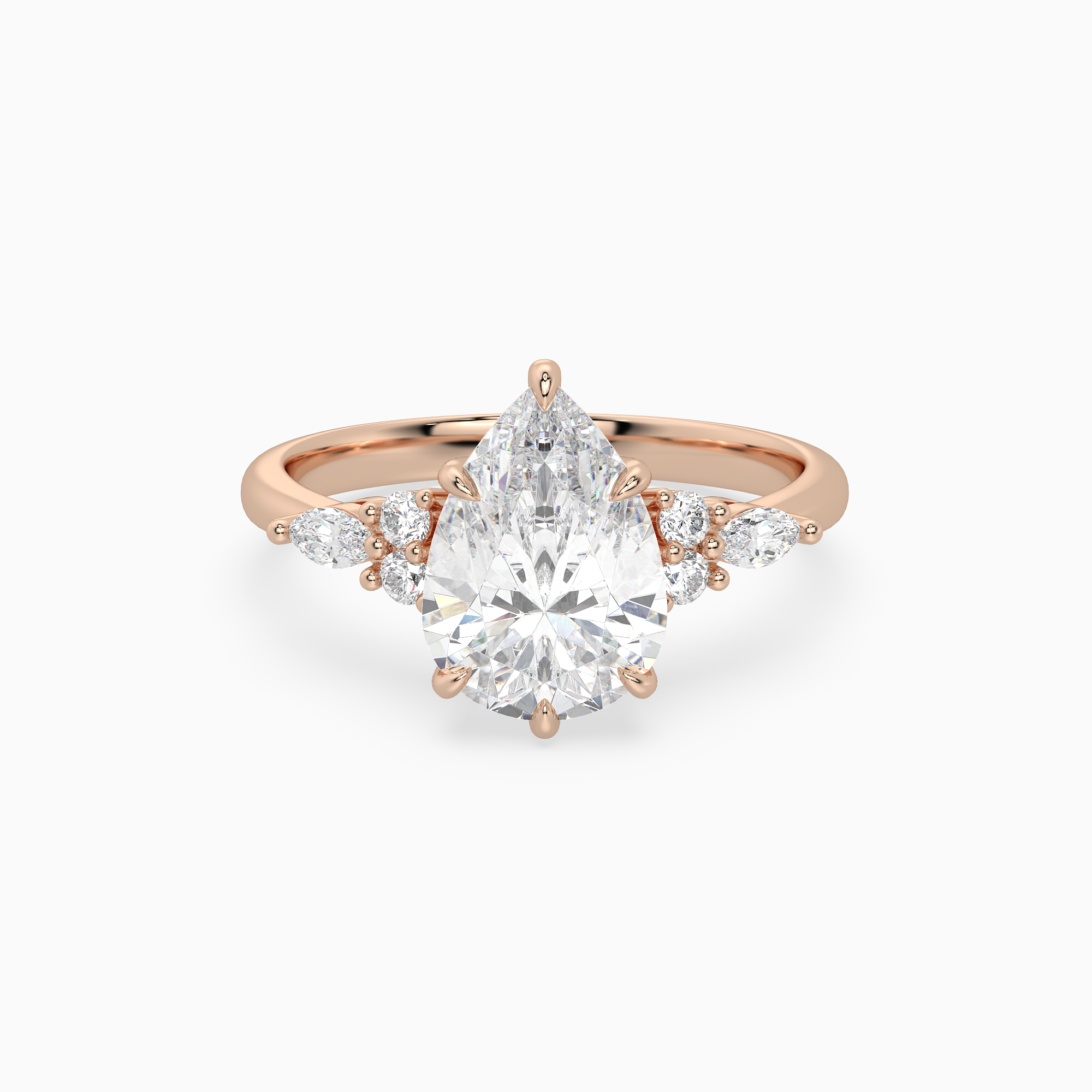 Pear Composite Floral Side Stone in 14K Rose Gold main white