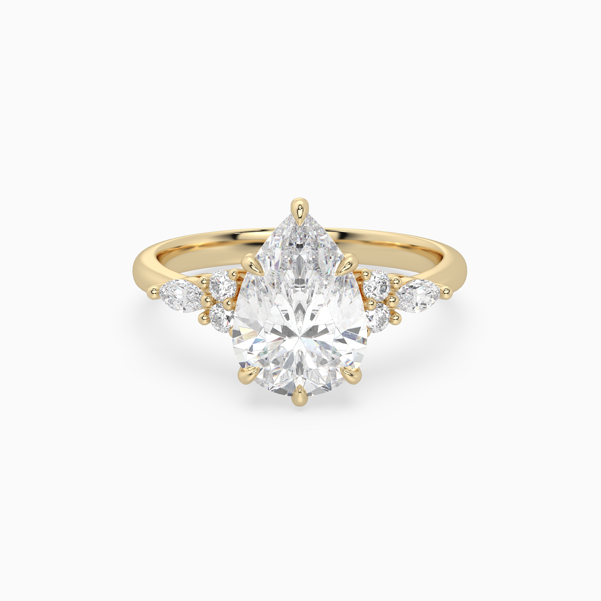 Pear Composite Floral Side Stone in 14K Yellow Gold main white
