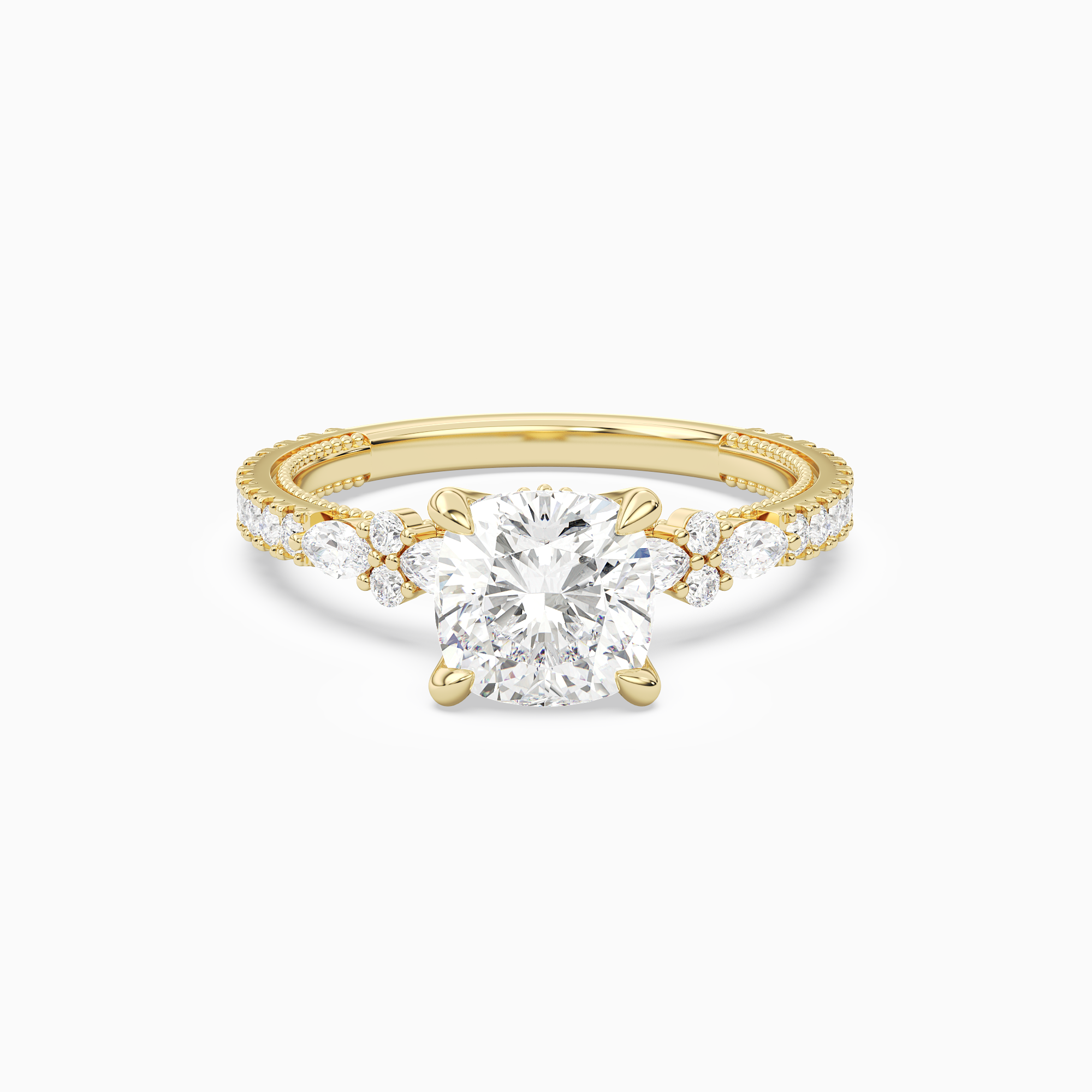 Cushion Celestia Side Stone in 14K Yellow Gold main white