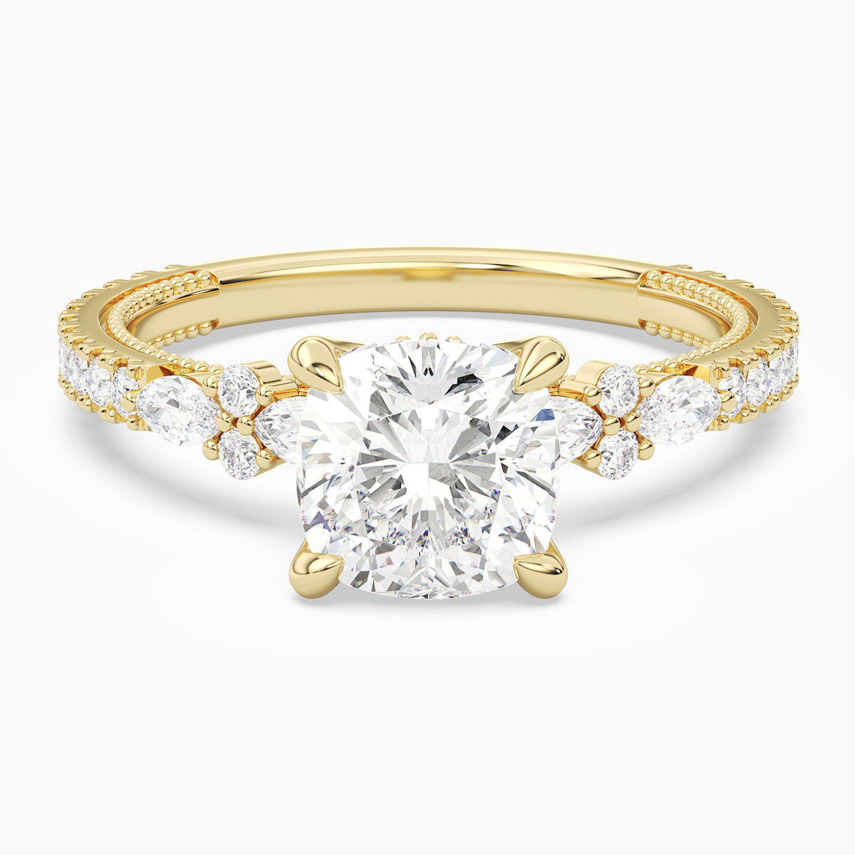 Cushion Celestia Side Stone in 18K Yellow Gold main white
